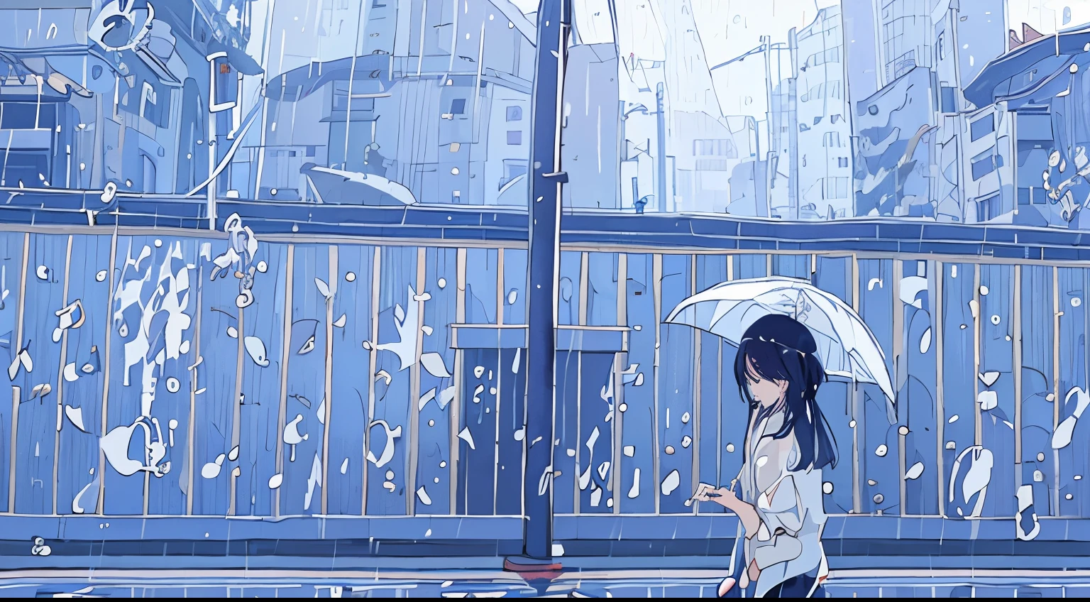 rain, rain宿りする女の子, leaf, drop