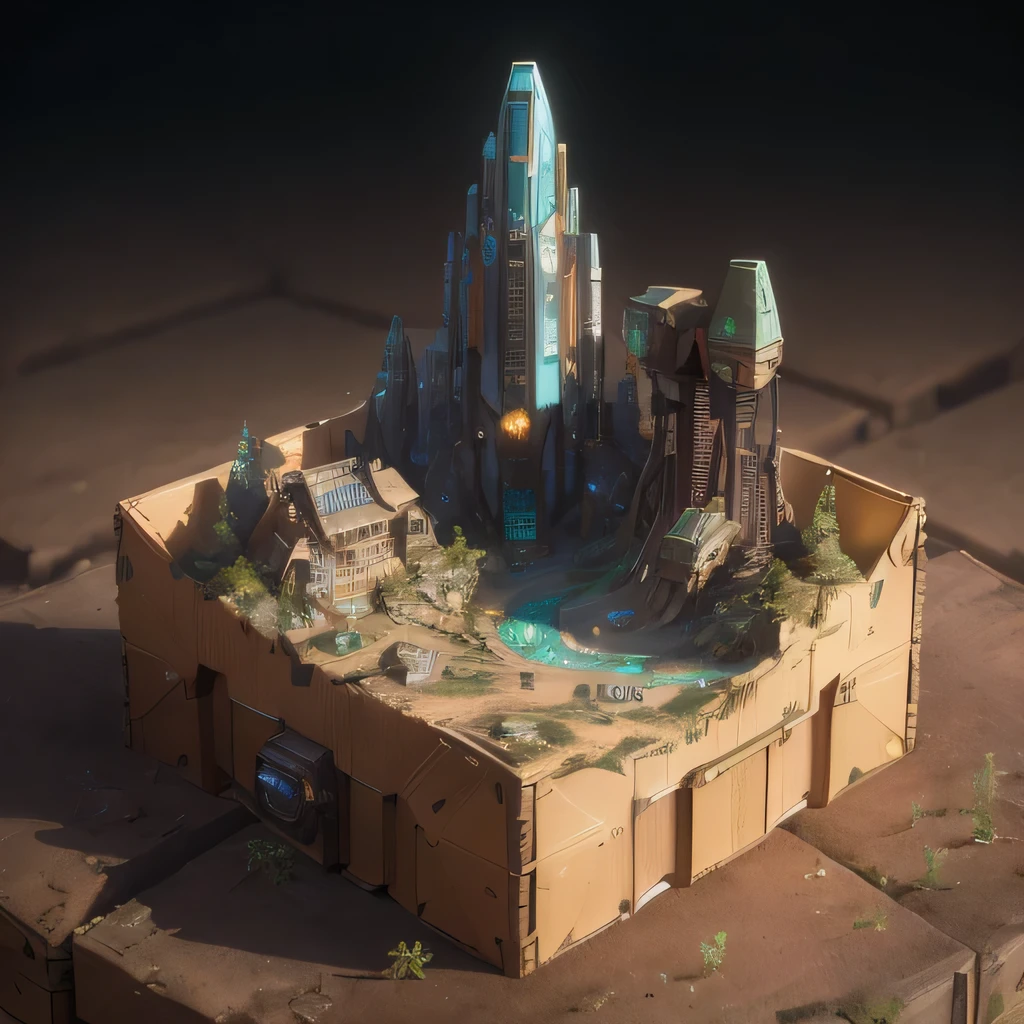 6598年Mars realistic model, (bifurcation, original photo, best quality, masterpiece:1.4),SteampunkCyberpunk6820 City,(CyberpunkMars light:1.3), Mars (related to land),(in a small nature box:1.3),Isometric, small nature, landscape on foundation,landscape,