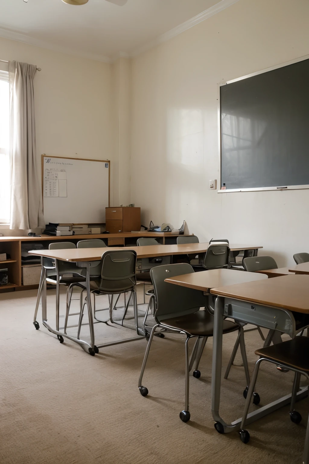 a classroom empty of kids  ((best quality)), ((masterpiece)), (detailed), perfect face
