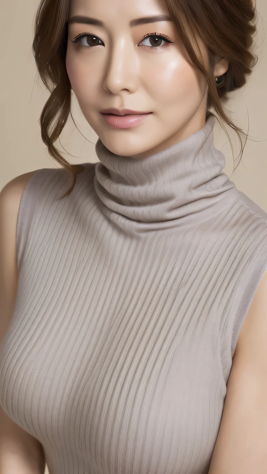 ((highest quality, 8K, masterpiece: 1.3)),Sharp 1.2,
 ((japanese model)),20-year-old,
 big breasts,perfect body beauty: 1.4, slim abs: 1.2,armpit,
 ((layered hairstyles, big breasts: 1.2)),, Wet: 1.5, Highly detailed face and skin texture, fine eyes, double eyelid,
((turtleneck knit shirt,sleeveless)),
