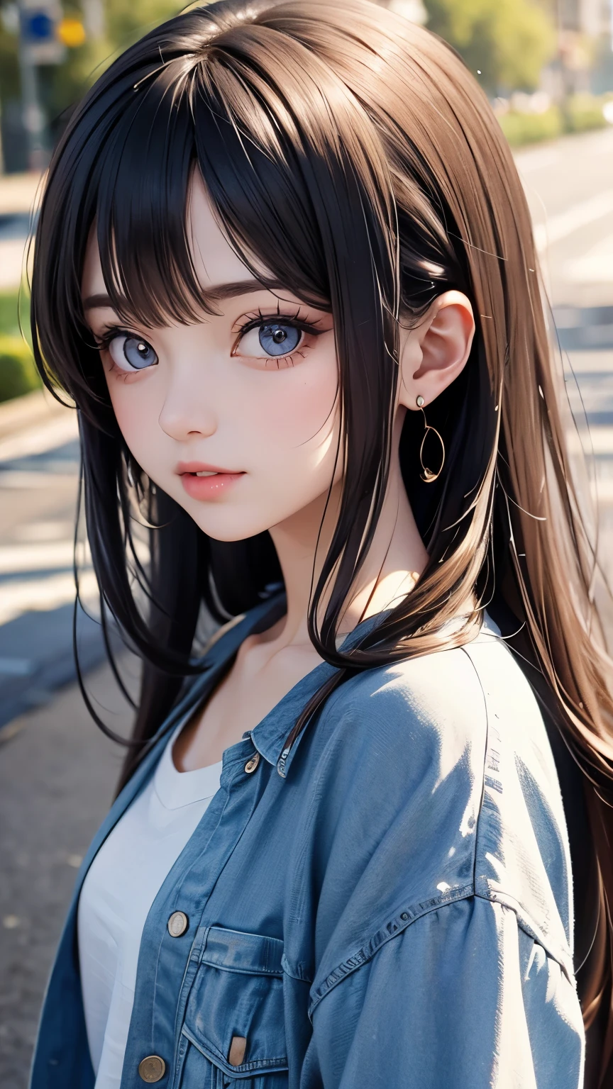 beautiful anime girl in modern clothes, high detail, watercolor anime