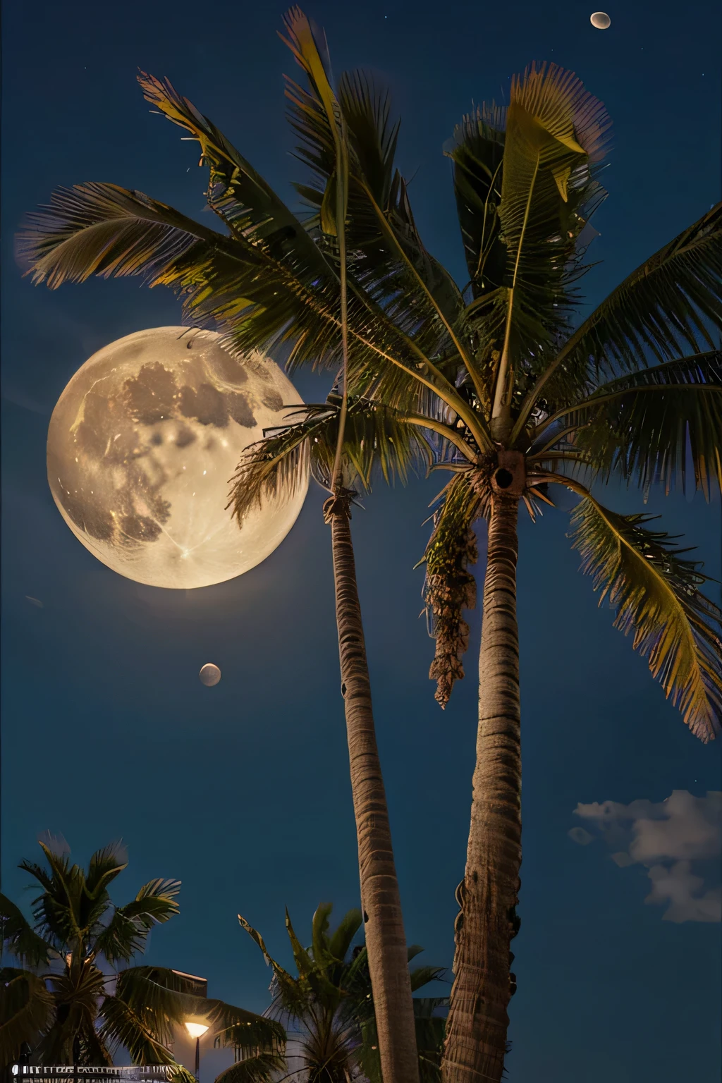 High quality poster: 1 full moon on a palm tree.