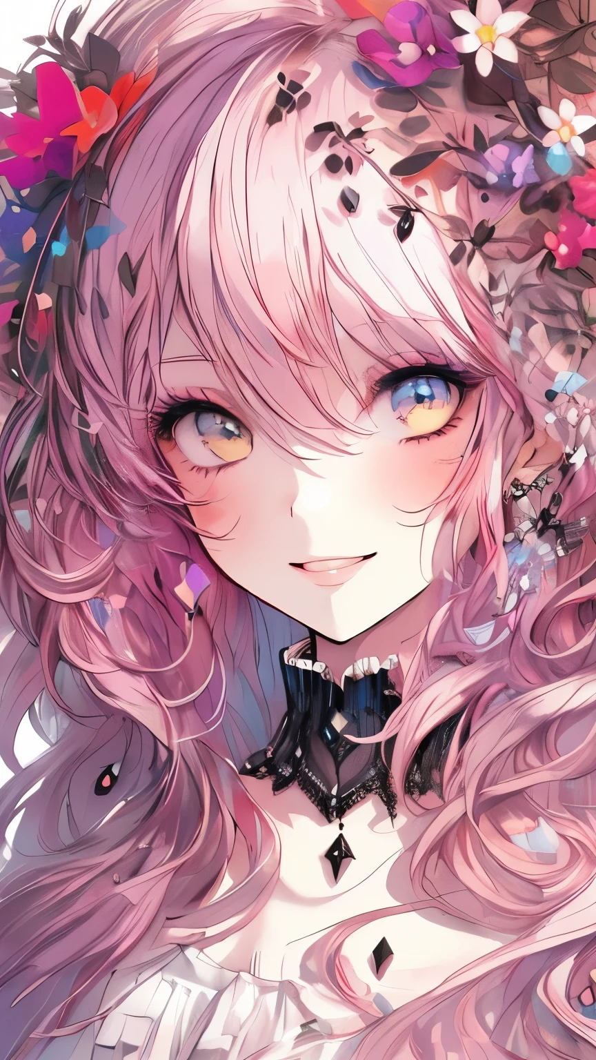 (masterpiece,highest quality,Super detailed drawing),1 girl,colorful hair,pastel colour,smile 1.2