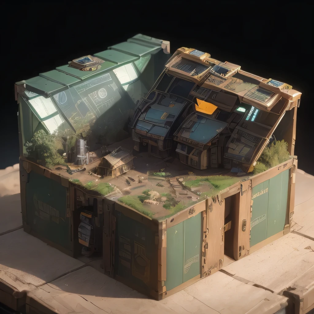 6598年Mars realistic model, (bifurcation, original photo, best quality, masterpiece:1.4),SteampunkCyberpunk6820 City,(CyberpunkMars light:1.3), Mars (related to land),(in a small nature box:1.3),Isometric, small nature, landscape on foundation,landscape,
