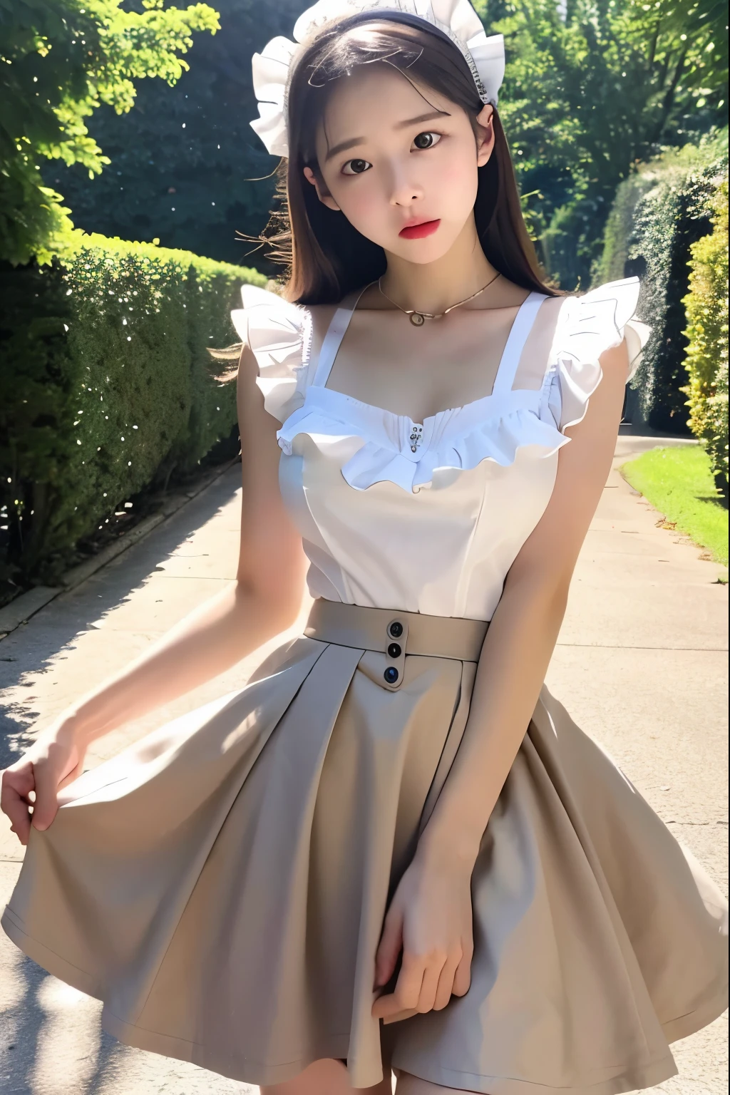 Masturbation Cumming face  Lady Maid {nipple} Fluttering skirt, Lolita, mid-length skirt, knee-length skirt, girl, skirt pulled up to reveal thighs, Alice in Wonderland