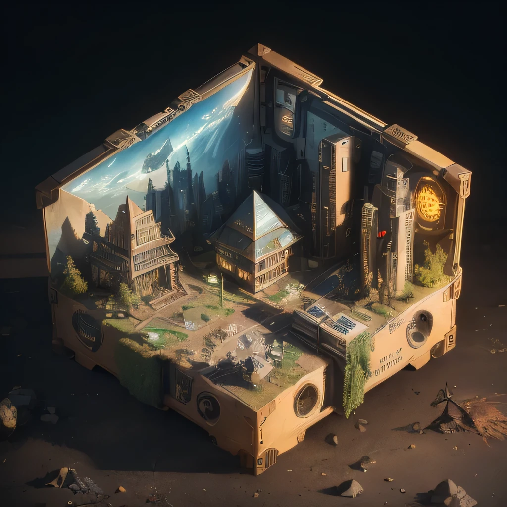 6598年Mars realistic model, (bifurcation, original photo, best quality, masterpiece:1.4),SteampunkCyberpunk6820 City,(CyberpunkMars light:1.3), Mars (related to land),(in a small nature box:1.3),Isometric, small nature, landscape on foundation,landscape,