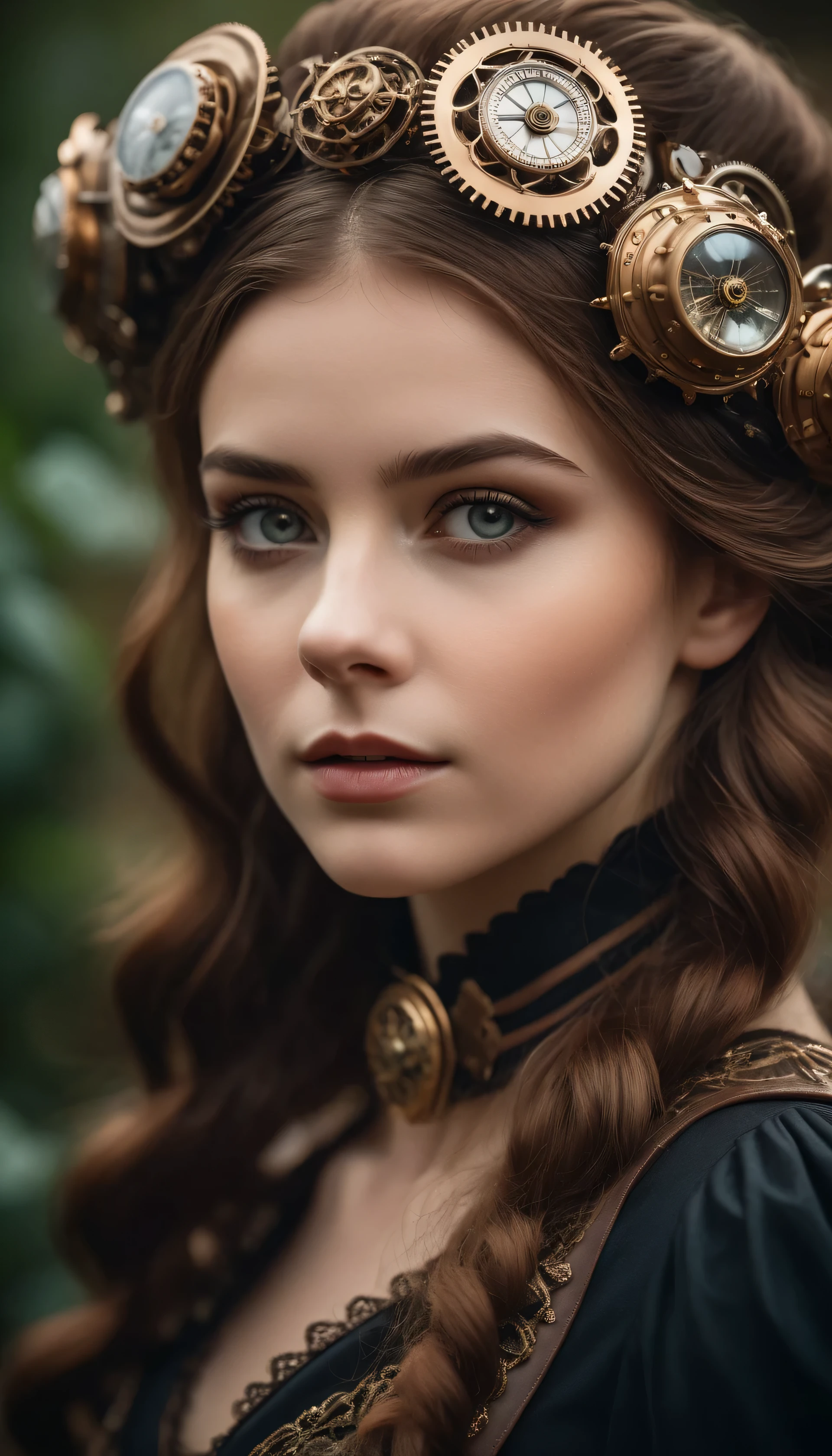 cinematic film still of masterpiece, best quality, masterpiece, best quality,highly detailed, highres,original, an extremely delicate and beautiful, steampunk, evil flower, extremely detailed 8K wallpaper, 1girl, shallow depth of field, vignette, highly detailed, high budget, bokeh, cinemascope, moody, epic, gorgeous, film grain, grainy