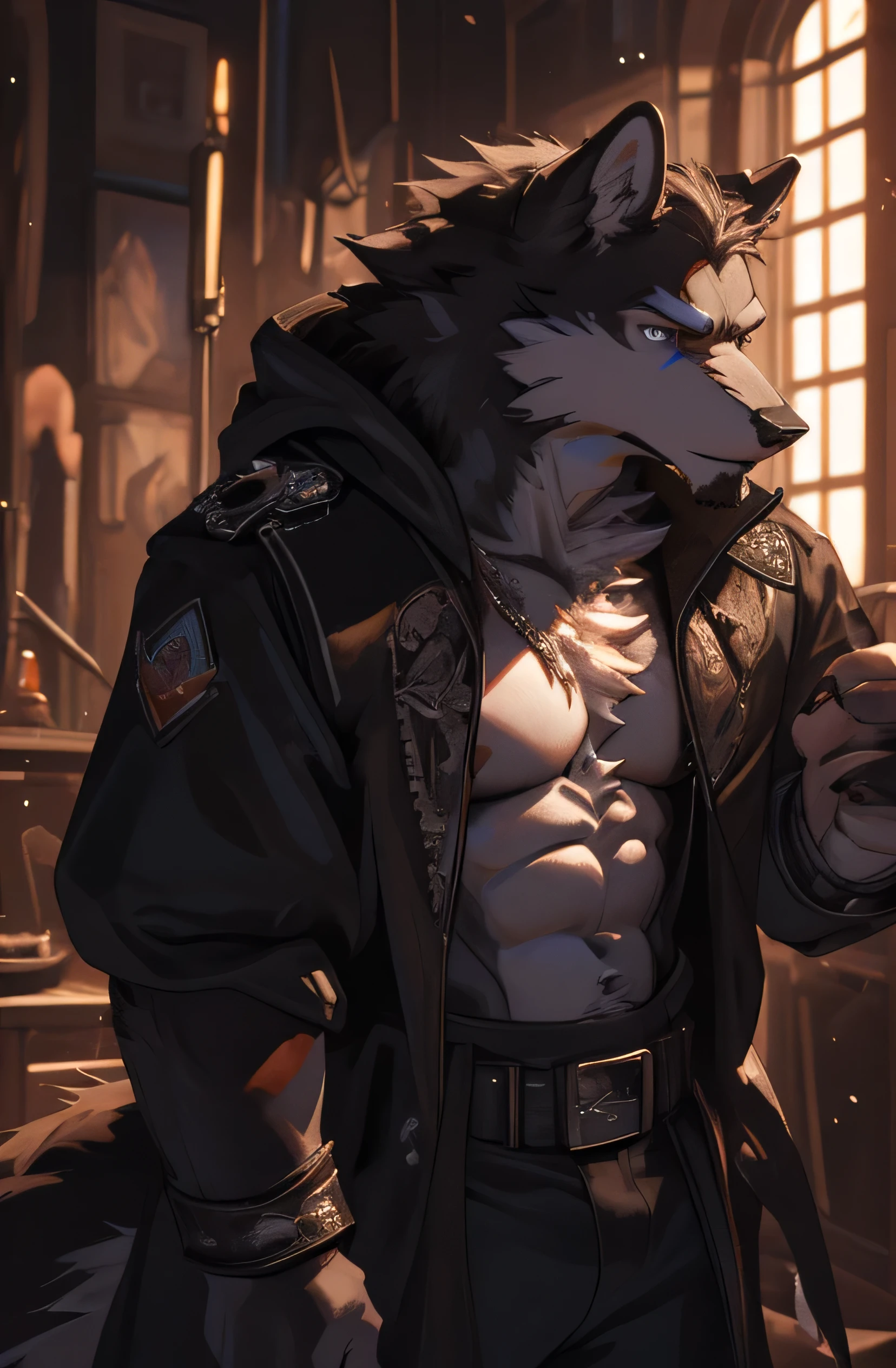 masterpiece, alone, Furry gray wolf, someone else did it, gray fur, brown eyes, gray short hair, very muscular body, hard muscle, veins in muscles, OK, Handsome, strongly, topless, Popular poses,underwear boxers,delicate eyes