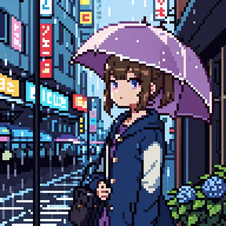 rainy city　hydrangea　City girl