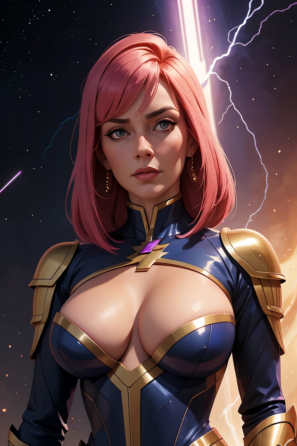 haman karn, 1girl, mature female, masterpiece, spacenoid queen, mistress, goddess, realistic, milf, realistic shading, smooth lightning, hdr, 8k, absurdres, high quality, insane detail, body accessoires, elegant, wallpaper