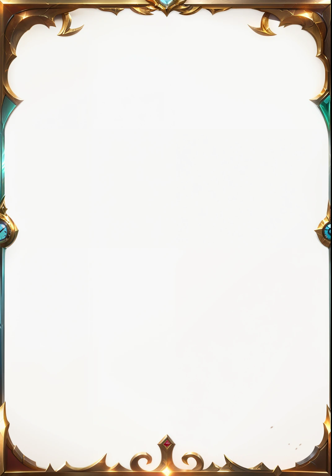 there is a picture of a gold frame with a clock on it, blank background, meme template, game overlay, full view blank background, random background scene, card template, blank, plain background, background(solid), background is white and blank, epic background, cyan gold blank light, background bar, wide frame, large white border, league of legends inventory item