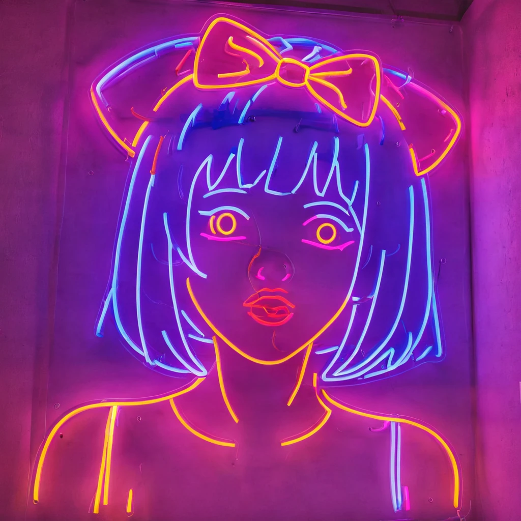 Neon Sign, PENeonSign, neon sign, glowing, colorful, 1girl, Neon Sign, bangs, blue hair, blunt bangs, blush, bow, breasts, closed mouth, commentary request, dress, drill hair, hair bow, hand on own face, highres, idolmaster, idolmaster shiny colors, juliet sleeves, long hair, long sleeves, looking at viewer, medium breasts, mole, mole under eye,
