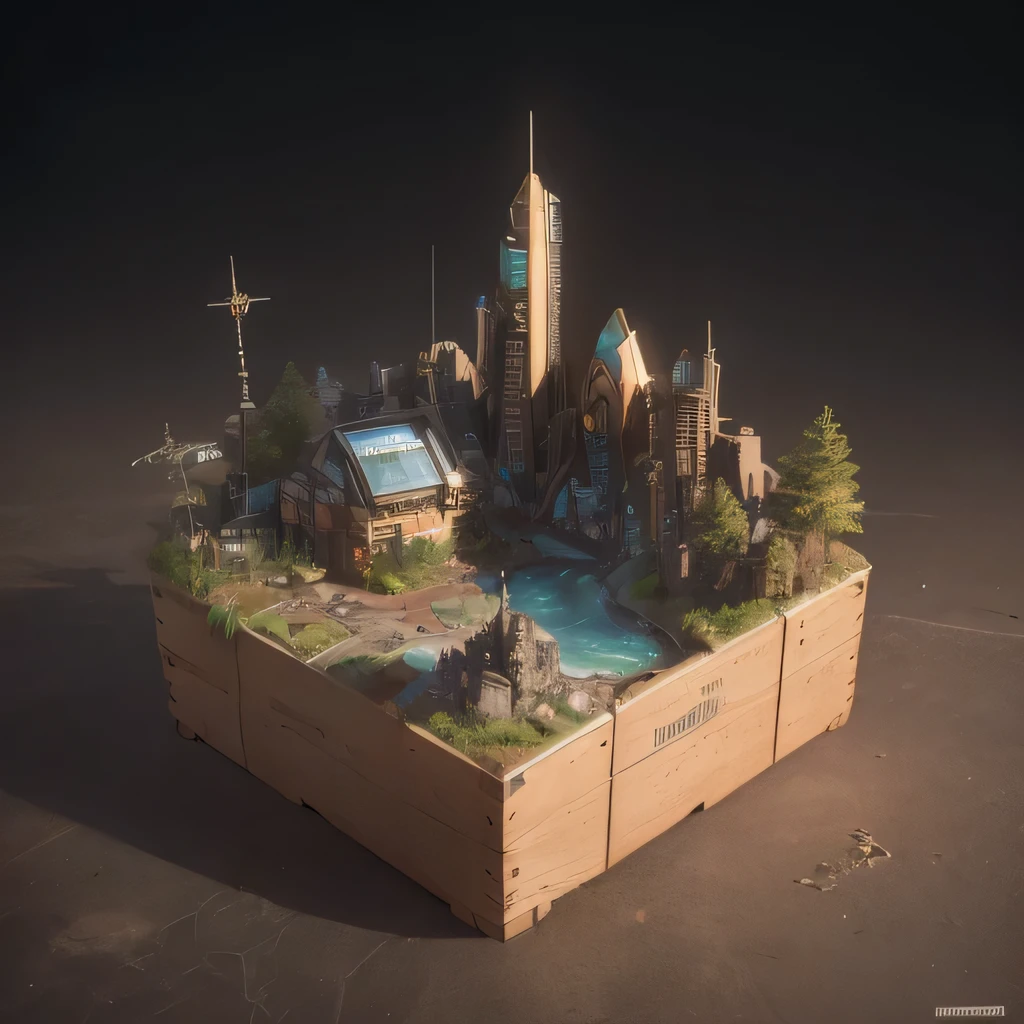 6598年Mars realistic model, (bifurcation, original photo, best quality, masterpiece:1.4),SteampunkCyberpunk6820 City,(CyberpunkMars light:1.3), Mars (related to land),(in a small nature box:1.3),Isometric, small nature, landscape on foundation,landscape,