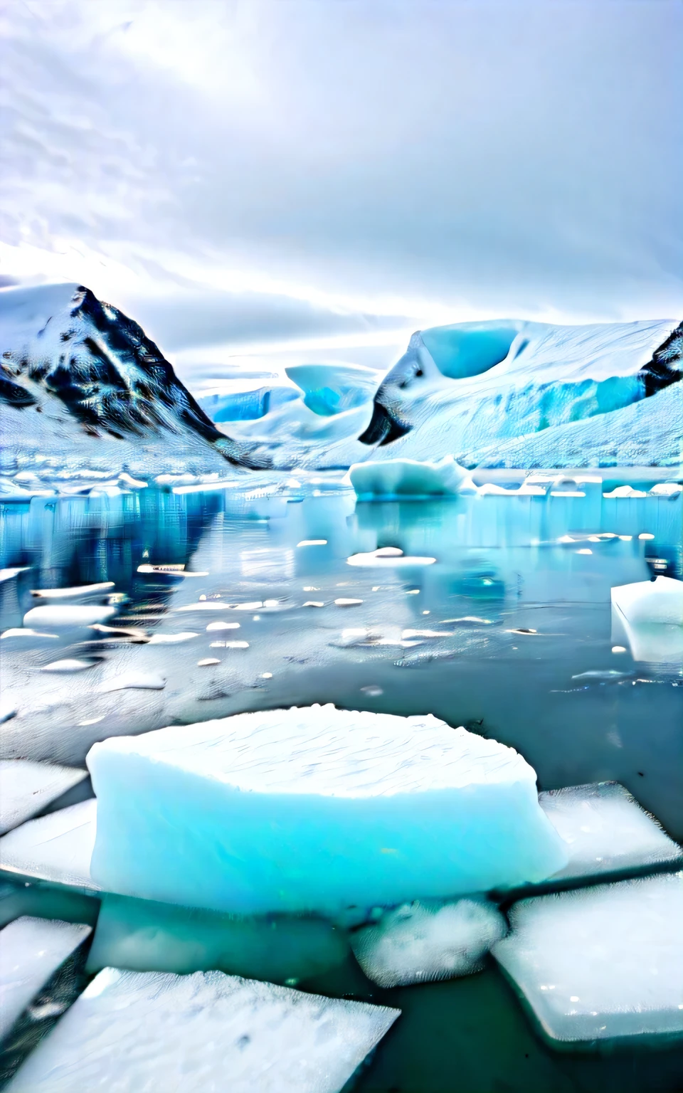 photo, Arctic Glaciers,Ice Age,ice cubes floating on water,polar bear,original photo