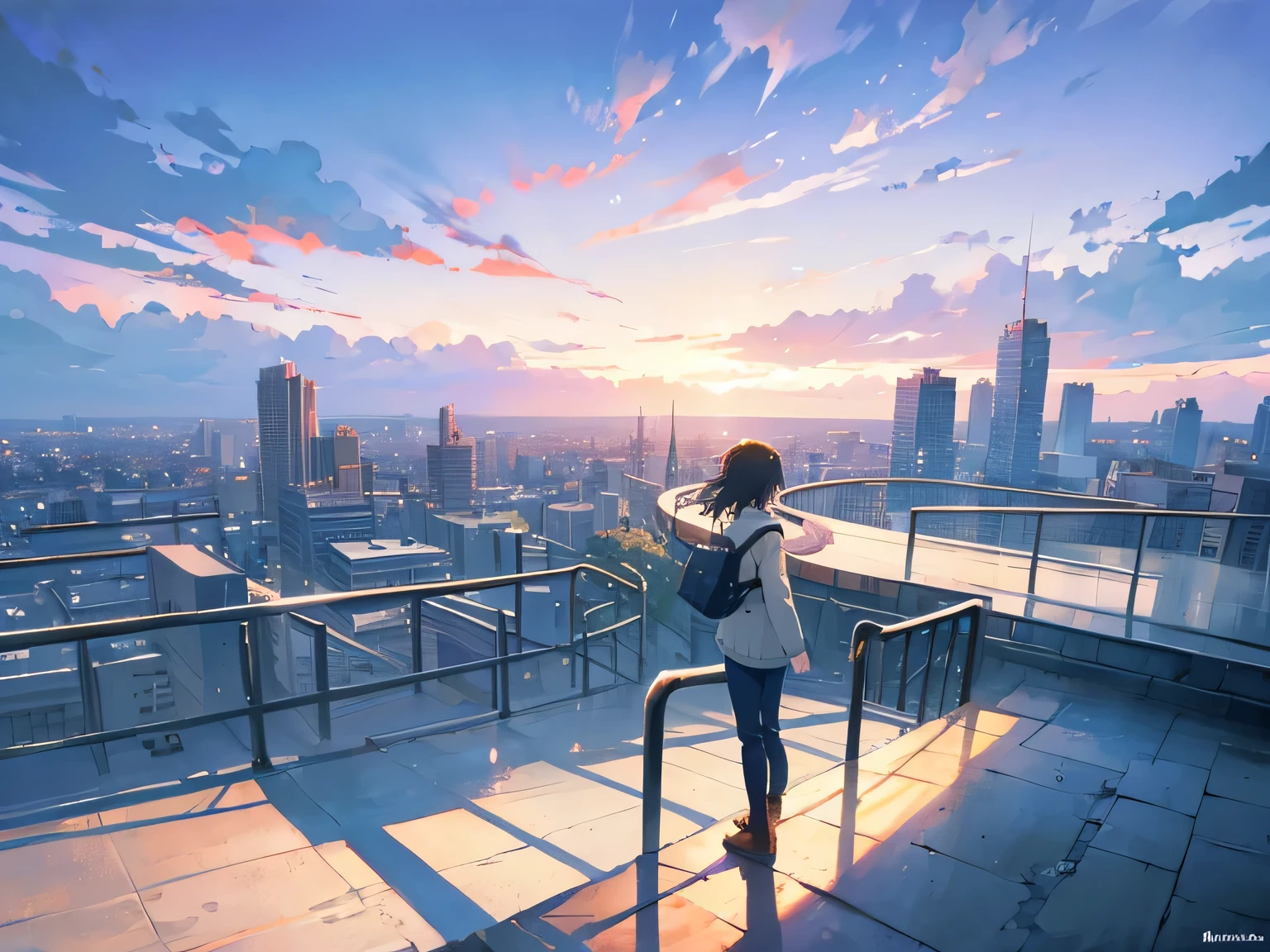 Mainly cities with landscape paintings like Makoto Shinkai