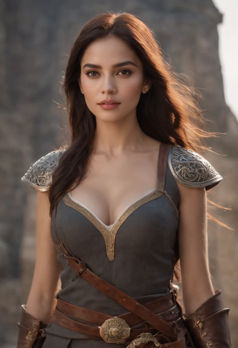 Malay mix hindi , Royal Knights，Gorgeous shorts wraps the whole body，Point the Knight's Sword to the sky，sportrait，closeup cleavage，Solemn，flatchest，modest，humble，Cinematic, hdr, primitive, Intricate, High quality, Gorgeous shades, Intricate details, super-fine，oc rendered, black hairs