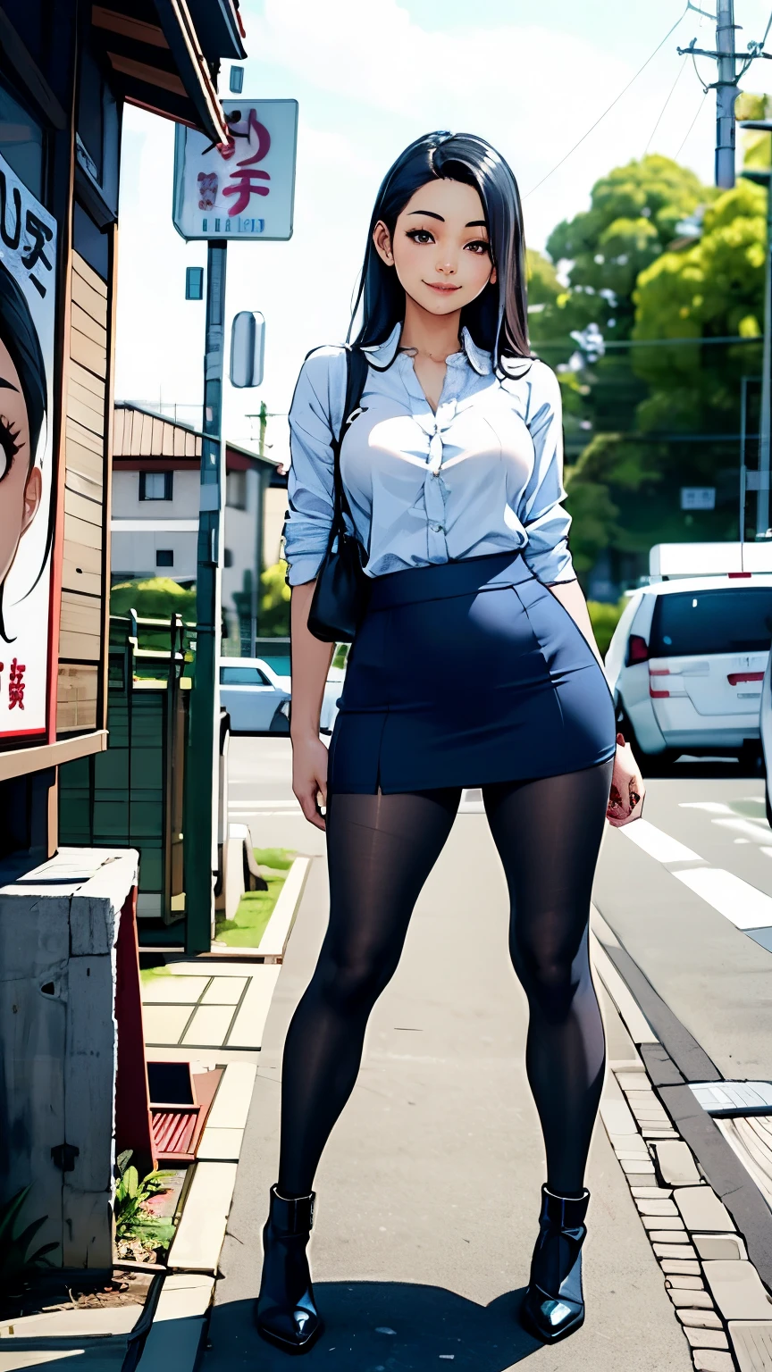 Alafed asian woman in short skirt and white shirt, surreal , cute , surreal , Japan girl uniform, realistic , JK , girl portrait, cute face with arms and legs, Seifuku, Sakimi-chan, cute core, realistic young gravure idol, high school girl posing, cute smile, cute pants, 🤤