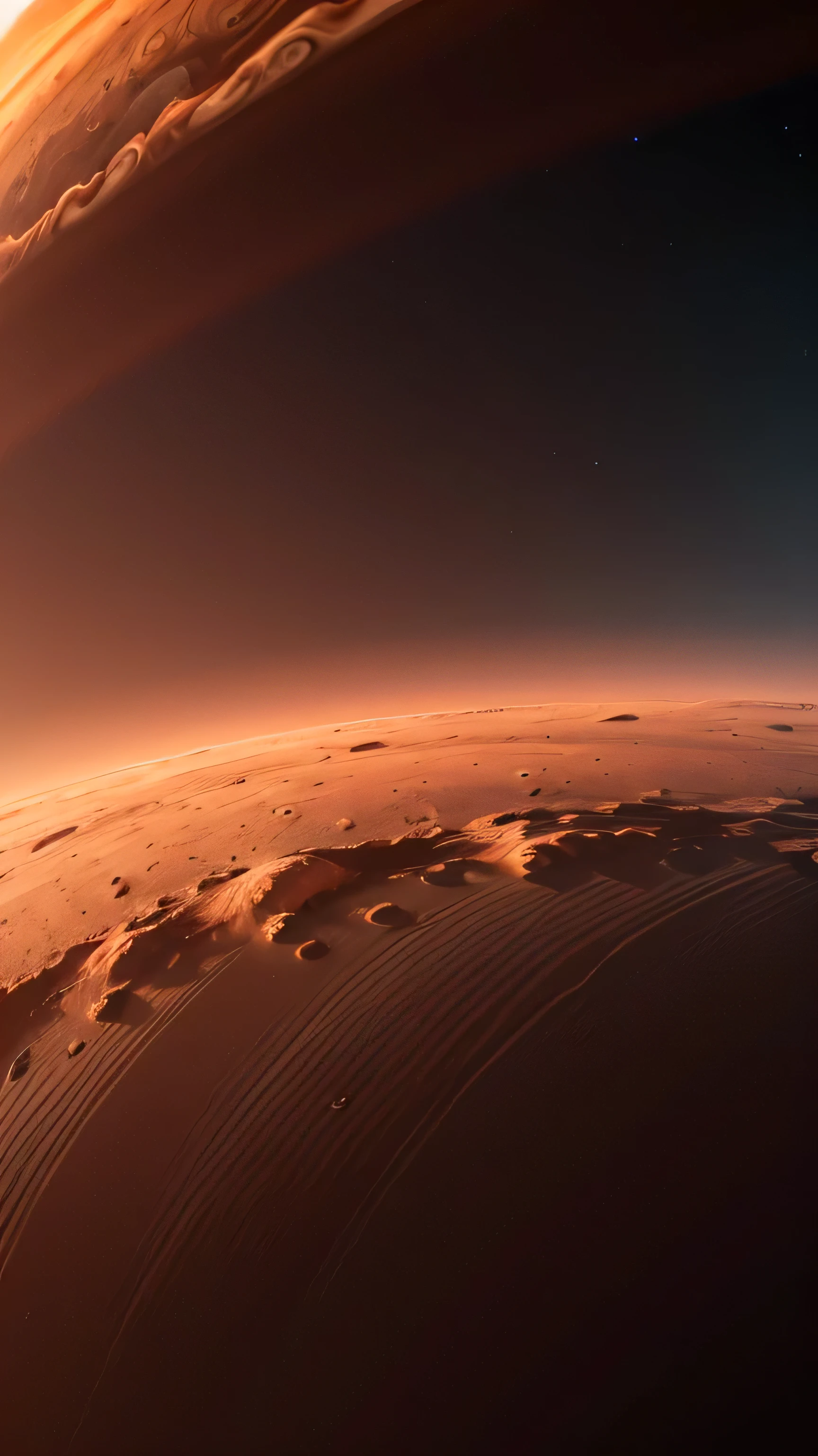 gas on the surface of Jupiter, seen from the planet Mars,8k, detail object