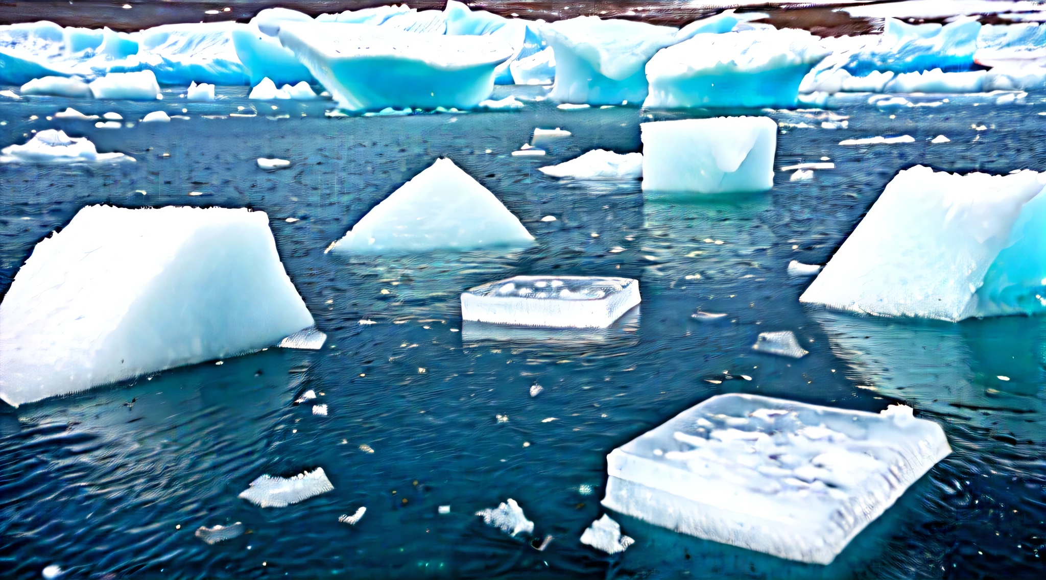 photo, Arctic Glaciers,Ice Age,ice cubes floating on water,polar bear,original photo