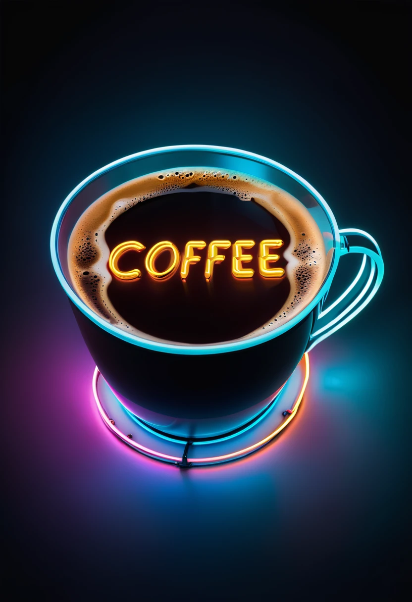 
        A simple neon sign C0FFEE in the shape of a hot coffee cup(The words are arranged under the coffee cup) Create low-brightness transparent basket colors. Neon artwork. Low-brightness basket colors. Soft atmosphere. Color gradients. Special effects and layers. Through the magic of light.，Create Stunning Neon Artwork Professional Photography Art Photography, intricate details, super detailed, surreal, Ultra HD Master Art Works