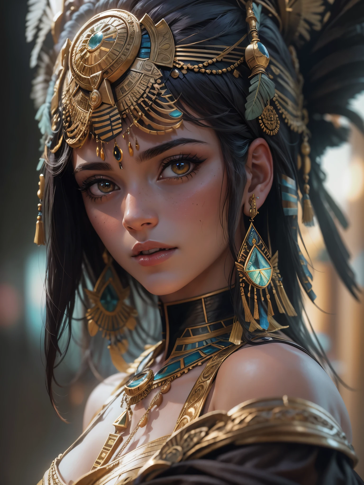 Close-up of a woman wearing a headdress and feathers, cleopatra portrait, beautiful cleopatra, 3d, goddess, portrait, アステカ王女のportrait, goddessとしてのナタリー・ポートマン, cleopatra, 映画のgoddessのクローズショット, egyptian princess, goddessのクローズアップportrait, zbrush art, 超realisticファンタジーアート, Black Emma Watson becomes Egyptian, realistic digital art,become familiar with,realistic, become familiar with, skin texture, hyper become familiar with, realistic skin texture, armature, highest quality, 超High resolution, (写真realistic:1.4),, High resolution, become familiar with,
RAW photo, Shapuri, by lee jeffries nikon d850 film stock photo graph 4 kodak portra 400 camera f1.6 lens rich colors hyper realistic lifelike texture dramatic lighting unrealengine trending on artstation cinestill 800