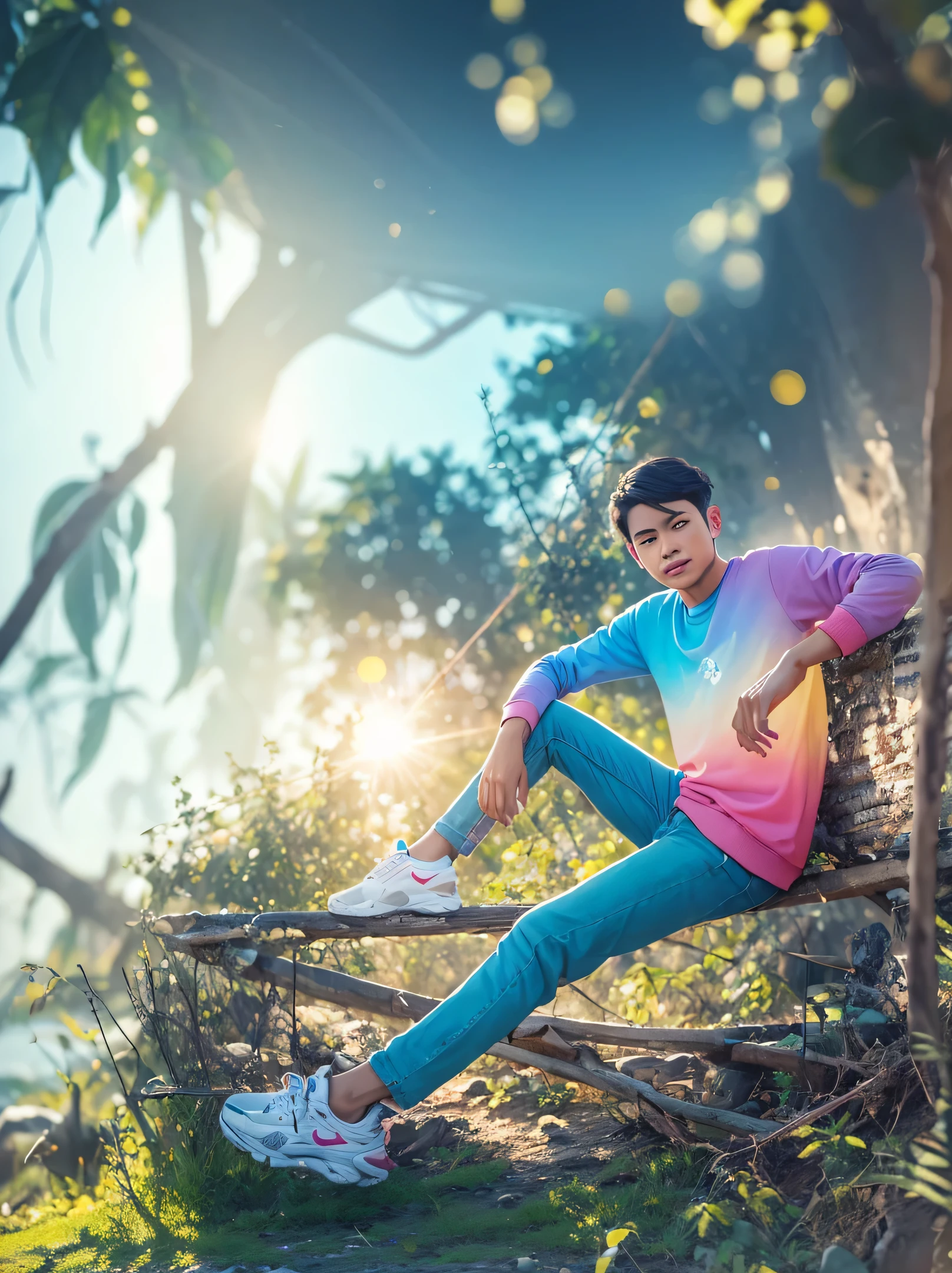 Realistic rainbow mixed colour sweatshirt 