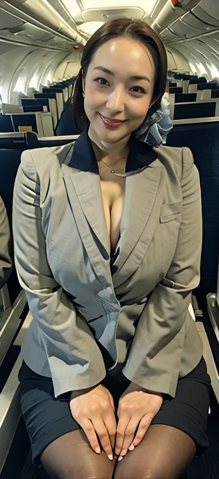 ((Japan's most beautiful mom))、((Dressed as a CA))、(())、((Big breasts that are a little droopy))、((A neat mother who looks kind and has a happy face.))、((You look weak with troubled eyebrows))((She has a plain face but a body that is more erotic than anyone else.))、((Her hair is neatly styled and shows off her forehead.))、((A shiny face from working hard))、((trying to lift something up))、inside the plane、((She is bowing and the cleavage of her breasts is visible.))、((Miniskirt and black obscene pantyhose are the best))、((A body that foreshadows sexual service))、((Straddling Pussy Aviation))((Looking at the camera))、((CA spreads her legs and shows us her super obscene panties))、((Don't tell everyone Shi's pose))、((Super high quality))、((Ultra high definition))
