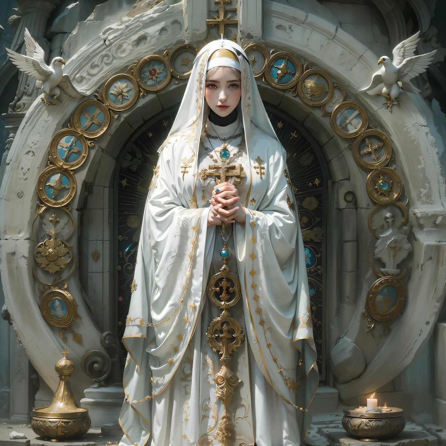 rosary of prayers made of glittering crystals. --auto --s2