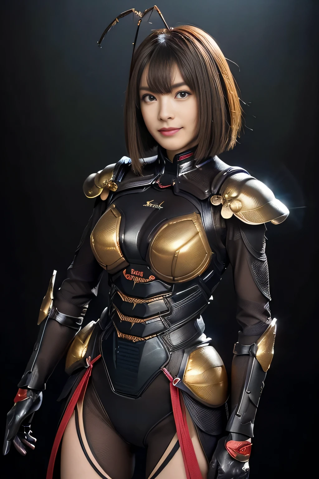 (high resolution,masterpiece,best quality,extremely detailed CG, anime, official art:1.4), realistic, photo, amazing fine details, all intricate, gloss and shiny,awesome many layers, 8k wall paper, 3d, sketch, kawaii, illustration,( solo:1.4), perfect female proportion,villainess, (fusion of dark brown cockroach and lady:1.4), (brown cockroach form lady:1.2), (brown cockroach lady:1.2), (fusion:1.2), (solo:1.4), (evil smile:1.2), muscular, abs, (cockroach brown exoskeleton bio insect suit:1.4), (cockroach brown exoskeleton bio insect armor:1.2), (brown transparency cockroach wing:1.4), (brown cockroach antennae:1.3),