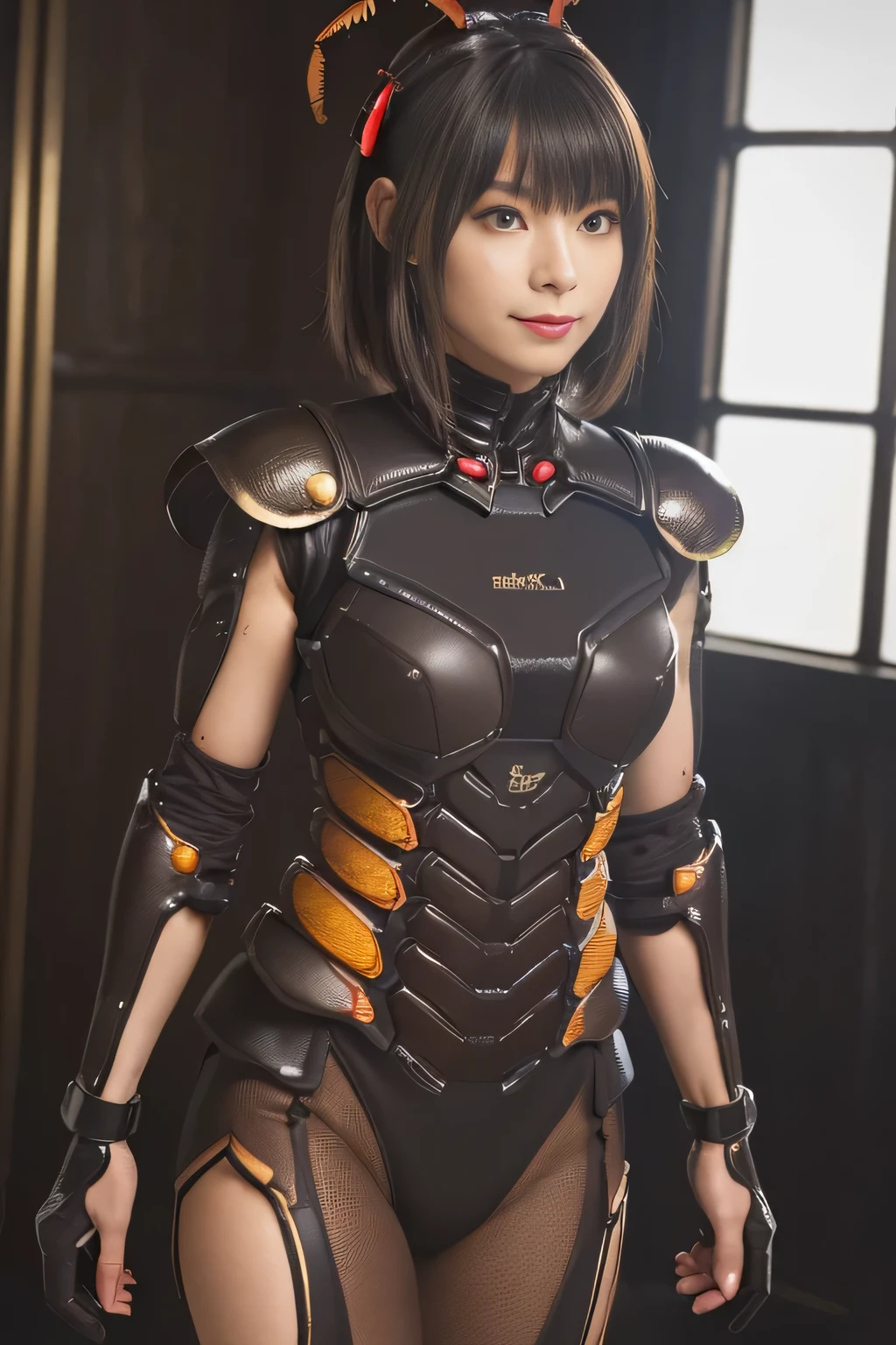 (high resolution,masterpiece,best quality,extremely detailed CG, anime, official art:1.4), realistic, photo, amazing fine details, all intricate, gloss and shiny,awesome many layers, 8k wall paper, 3d, sketch, kawaii, illustration,( solo:1.4), perfect female proportion,villainess, (fusion of dark brown cockroach and lady:1.4), (brown cockroach form lady:1.2), (brown cockroach lady:1.2), (fusion:1.2), (solo:1.4), (evil smile:1.2), muscular, abs, (cockroach brown exoskeleton bio insect suit:1.4), (cockroach brown exoskeleton bio insect armor:1.2), (brown transparency cockroach wing:1.4), (brown cockroach antennae:1.3),