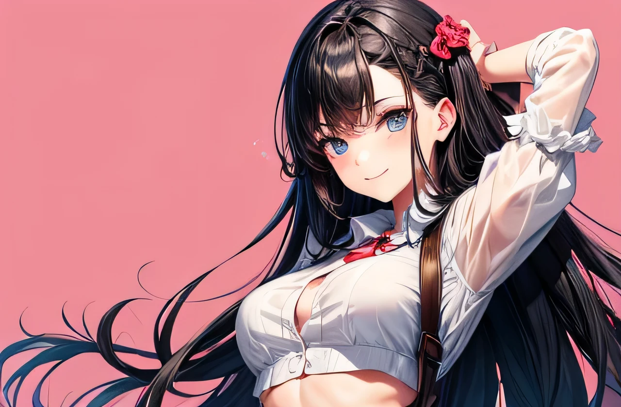 1girl, sekai saionji, Bangs, black_Hair, Hair_between_eyes, Long_Hair, medium breast, crazy eyes , masterpiece, best quality, highly detailed, a anime girls in sailor uniforms with a gun posing for a picture,
evil smile, smile, open mouth,black_serafuku, ecchi anime style, anime girls , (nsfw) not safe for work,
ecchi style, ecchi, shipgirls, digital anime art!!, high school girls, holding a gun, hold a gun, anime style 4
k, micro skirt, exposed belly, exposed navel, exposed midriff,
exposed lower belly,school, classroom, mouth open and tongue out