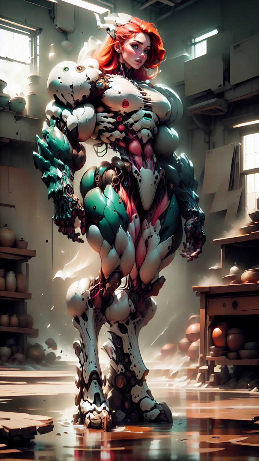 Cinematic, clear facial features and insanely detailed, the image captures the essence of (1 girl), (megan fox:1.25), (long red hair), (carnage skinless physique:1.25), (1 super muscular undead skinless succubus with gigantic horns:1.25), (covered in red necrotic rotting skinless muscle:1.25), (exposed muscles & veins everywhere:1.25), (perfect fingers:1.25) (full body pose:1.25). The color grading is beautifully done, enhancing the overall cinematic feel. Unreal Engine makes her appearance even more mesmerizing. With depth of field (DOF), every detail is focused and accentuated, drawing attention to her eyes and hair. Peak image resolution utilizing super-resolution technology ensures pixel perfection. Cinematic lighting enhances her aura, while anti-aliasing techniques like FXAA and TXAA keep the edges smooth and clean. Adding realism to the muscular bio-mecha succubus , RTX technology enables ray tracing. Additionally, SSAO (Screen Space Ambient Occlusion) gives depth and realism to the scene, the girl's presence even more convincing. In the post-processing and post-production stages, tone mapping enhances the colors, creating a captivating visual experience. The integration of CGI (Computer-Generated Imagery) and VFX (Visual Effects brings out her demonic features seamlessly . Incredible level of detail, with intricate elements meticulously crafted, the artwork hyper maximalist and hyper-realistic. Volumetric effects add depth and dimension, with unparalleled photorealism. 8k resolution rendering ensures super detailed visuals. The volumetric lighting adds a touch of magic, highlighting her beauty and aura in an otherworldly way. High Dynamic Range (HDR) tech makes the colors pop, adding richness to the overall composition. Ultimately, this artwork presents an unreal, yet stunningly real portrayal of an incredibly beautiful bio-mecha succubus girl. The sharp focus ensures that every feature is crisply defined, creating a captivating presence. (girl face:1.45)