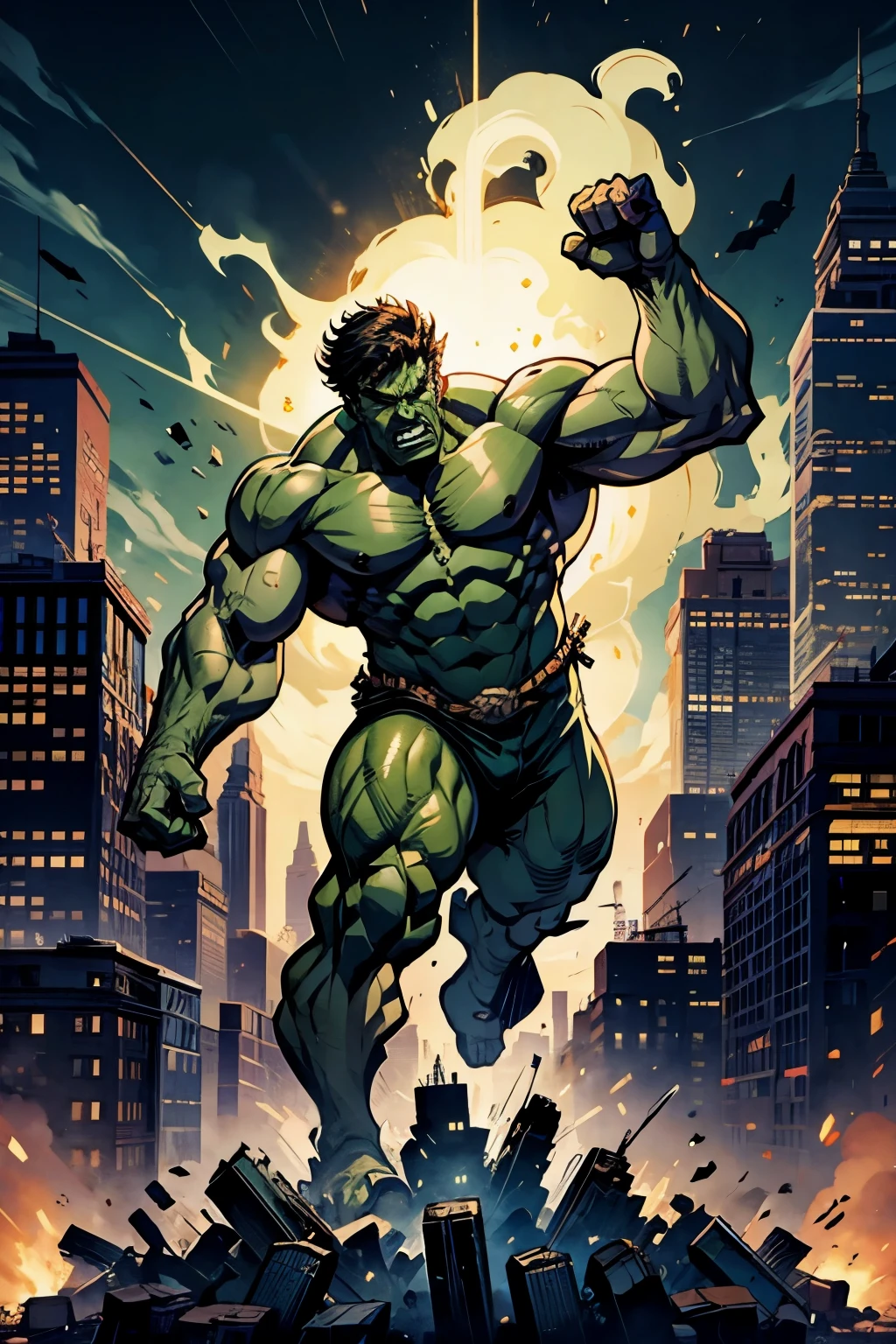 Hulk smashing a entire new york city