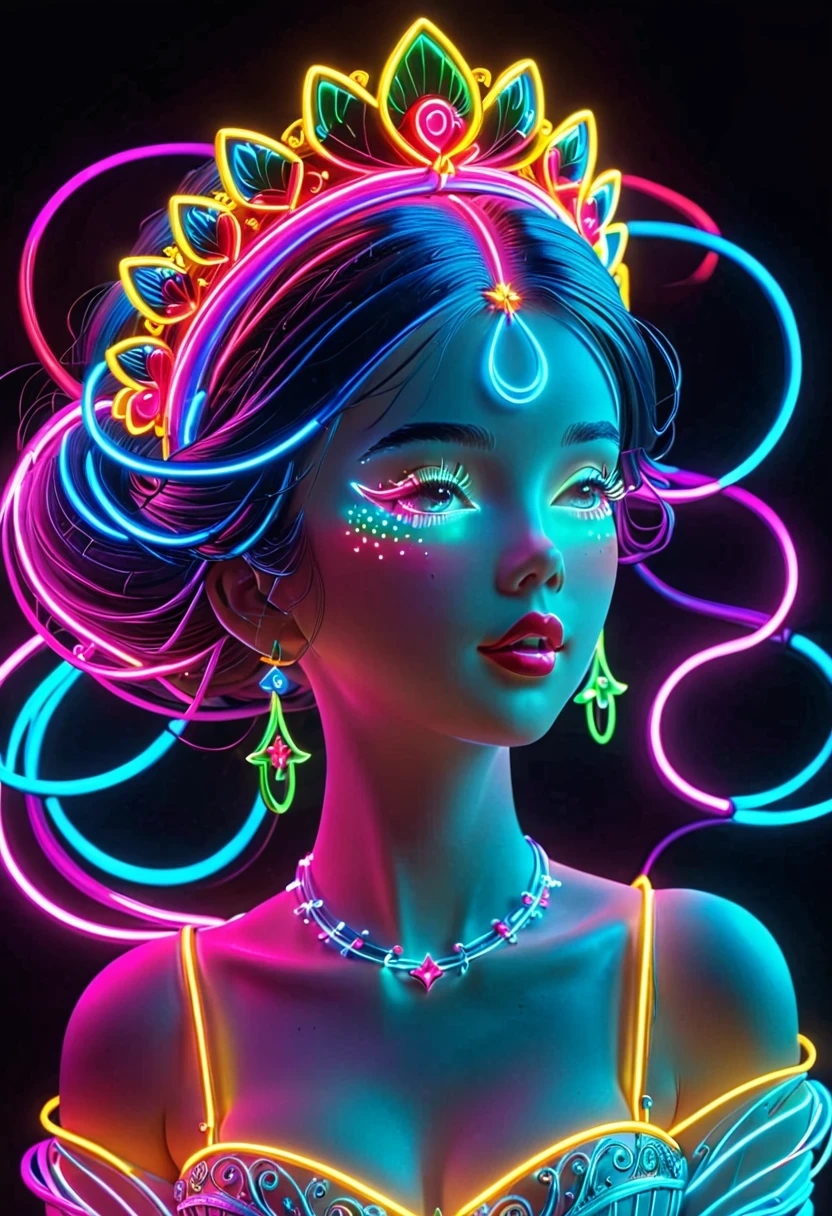 neon lights, luminescent, rich and colorful, Princess, masterpiece, High resolution, Octave 4k, high detail