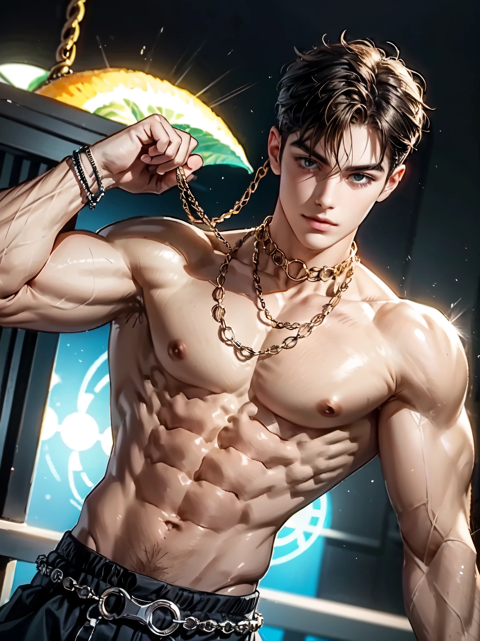 best quality, masterpiece, highres, blonde hair, young boy, handsome face, perfect face, korean face, detailed scenery