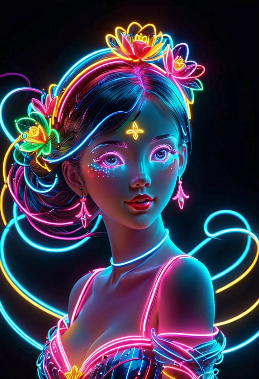 neon lights, luminescent, rich and colorful, Princess, masterpiece, High resolution, Octave 4k, high detail