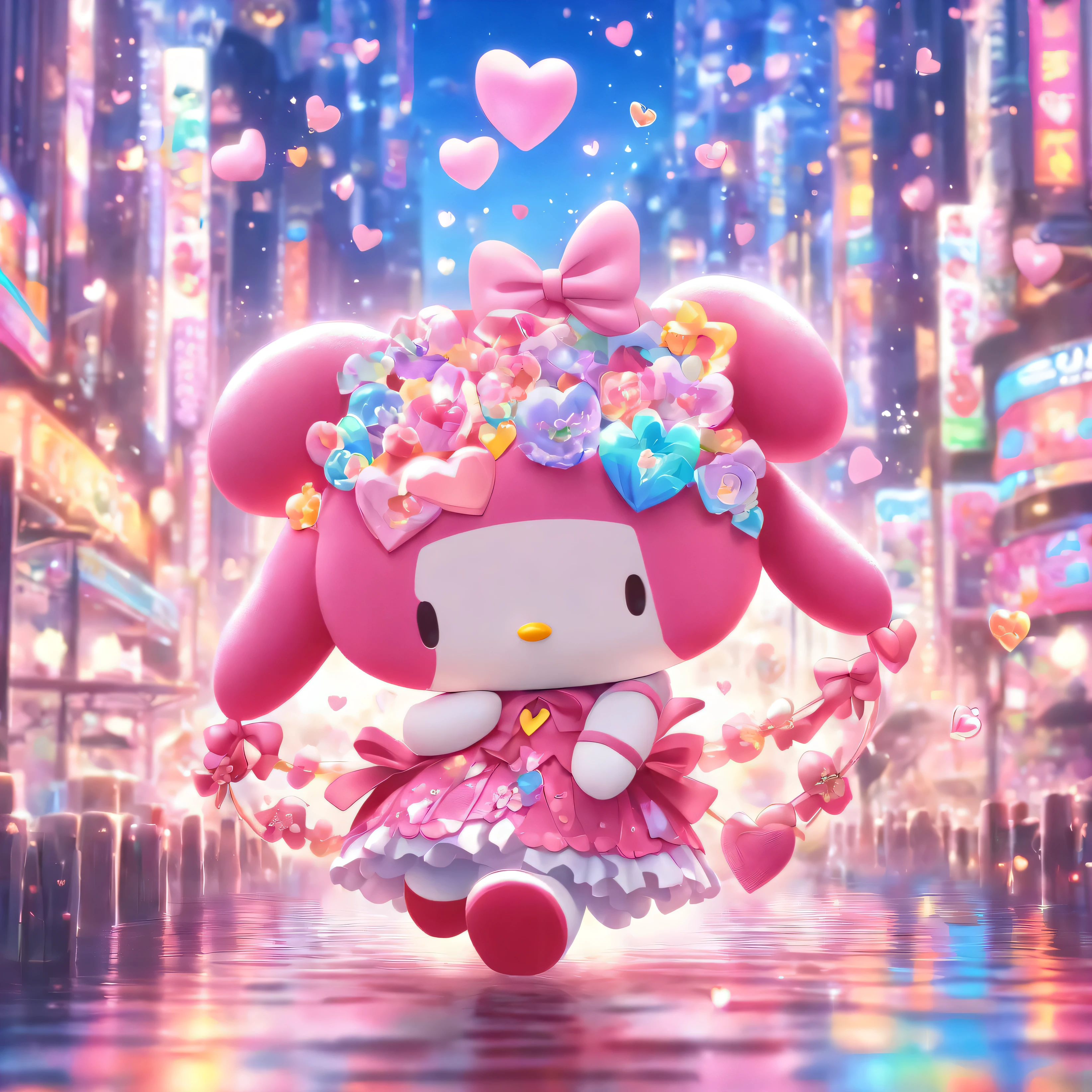 my Melody y hello kitty con corazones super cute