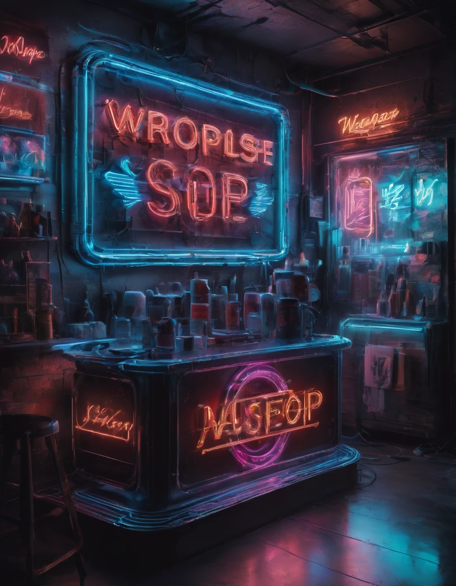 Neon Sign, by wlop, best quality, masterpiece, very aesthetic, perfect composition, intricate details, ultra-detailed