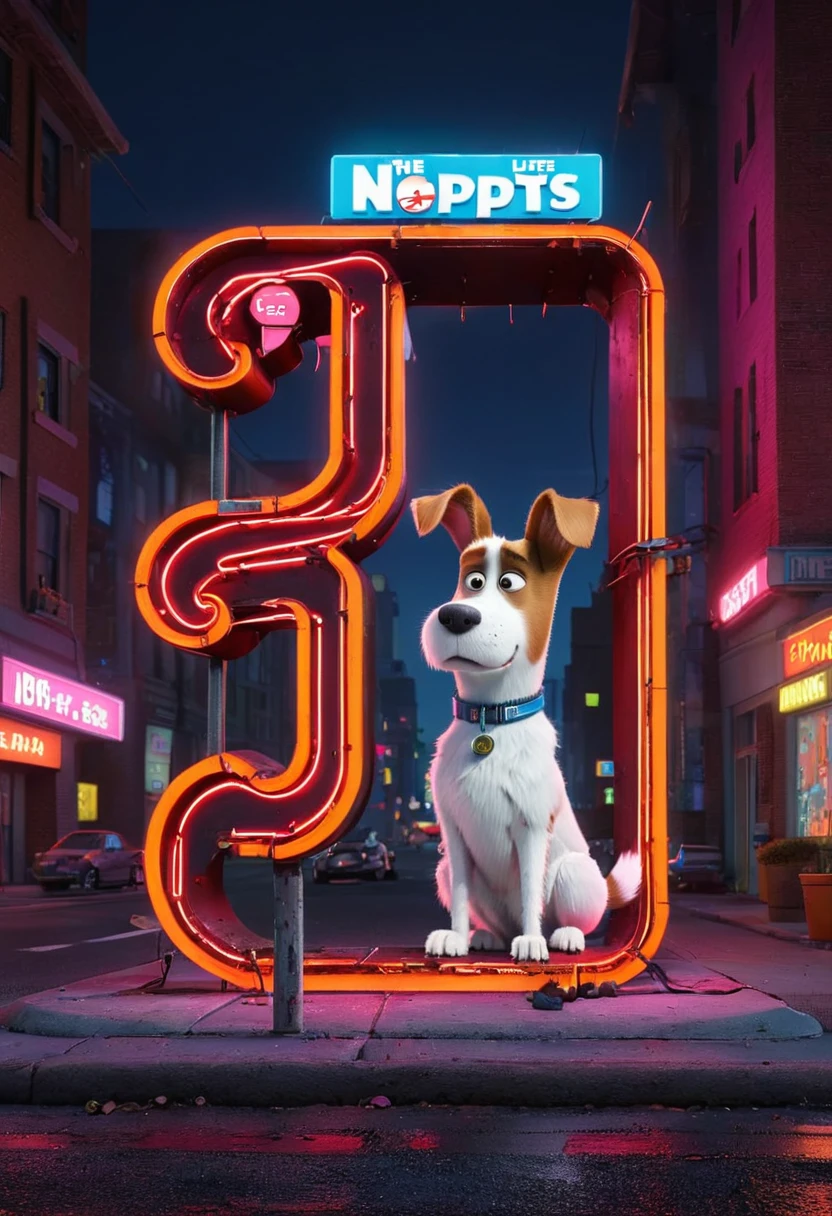 Neon Sign, by The Secret Life of Pets, (masterpiece, best quality, perfect composition, very aesthetic, absurdres, ultra-detailed, intricate details, Professional, official art, Representative work:1.3)