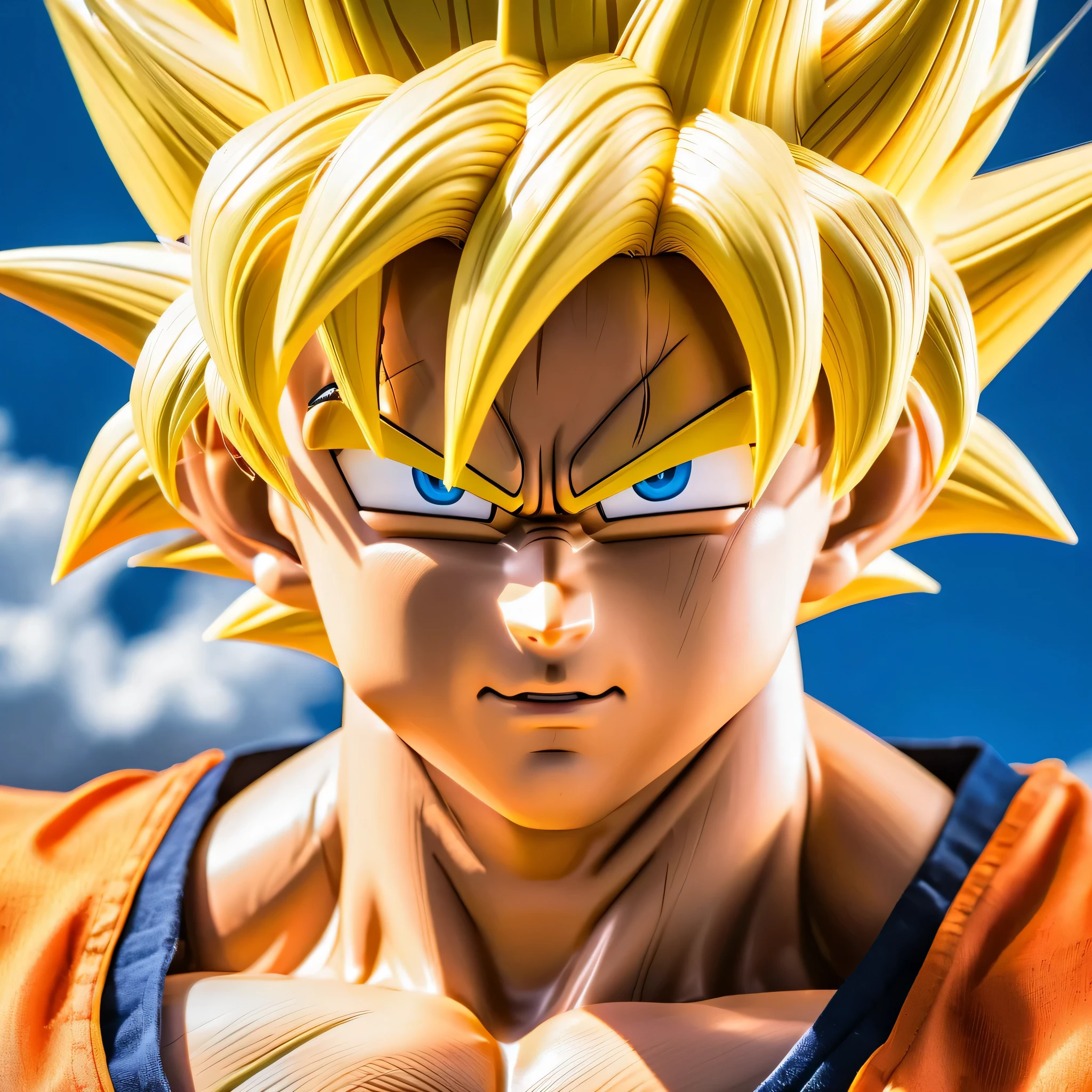 Son Goku, 1 boy,, blonde, muscular, alone, Super Saiyan, ((masterpiece))