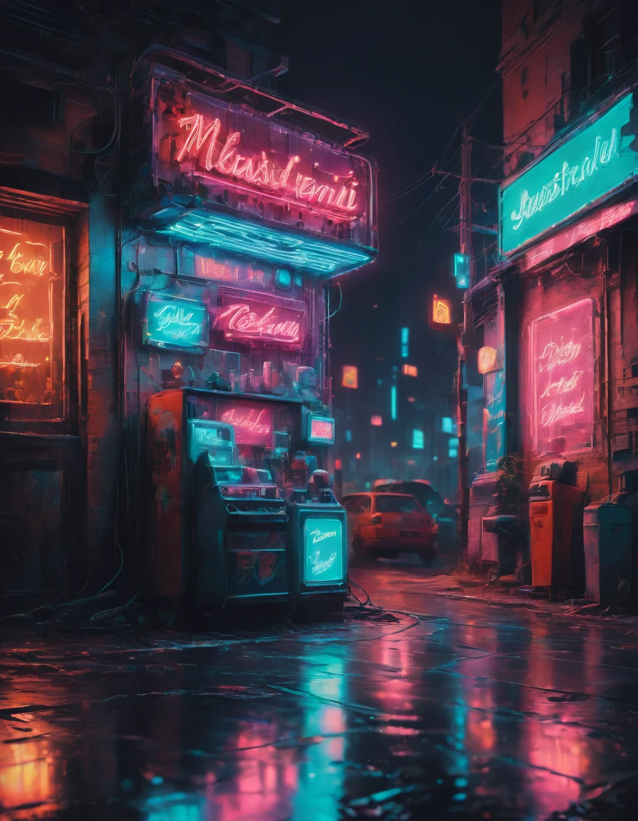 Neon Sign, by Alena Aenami, best quality, masterpiece, very aesthetic, perfect composition, intricate details, ultra-detailed