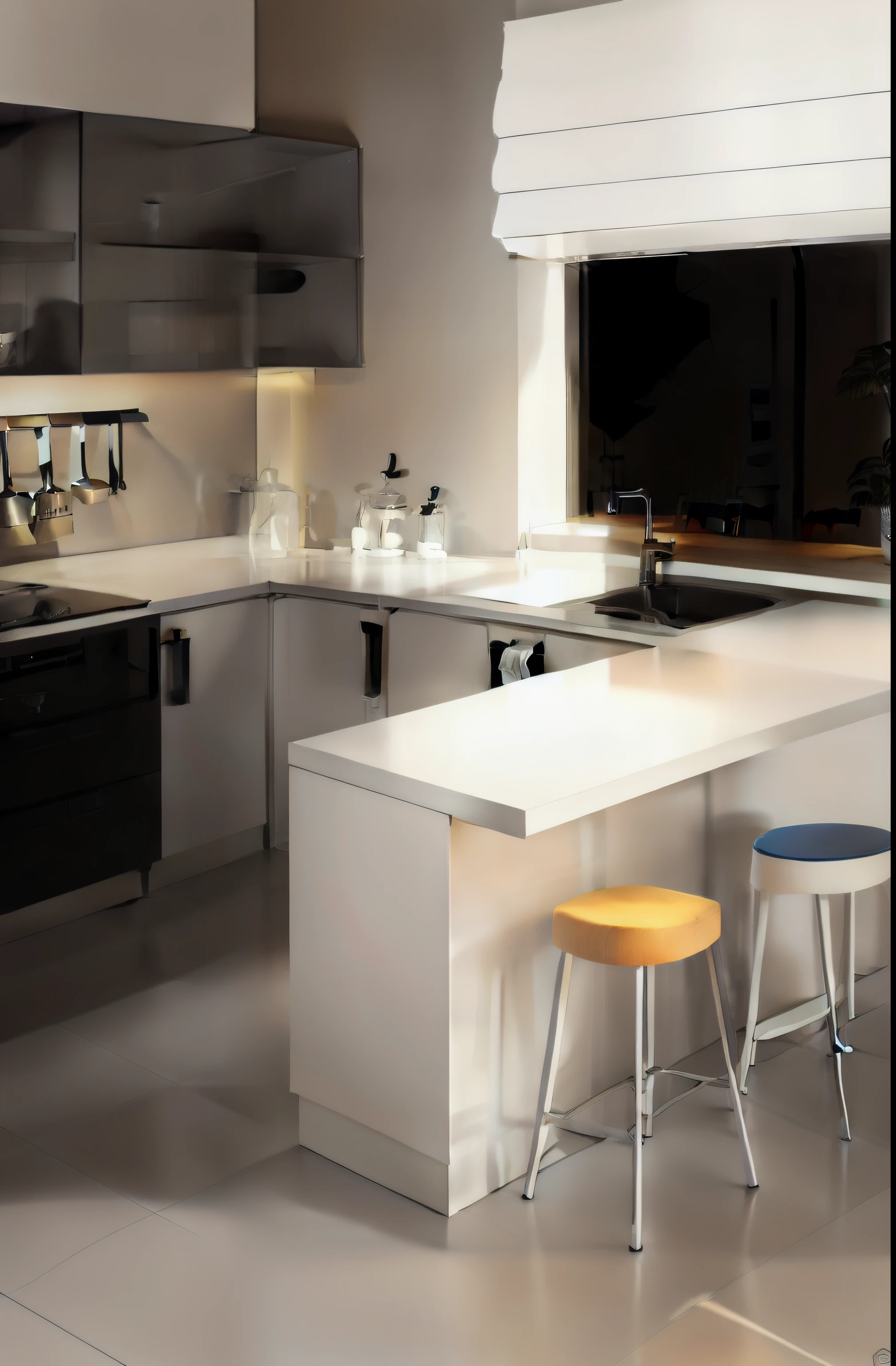 a drawing of a kitchen with a sink, stove, and stools, kitchen background, house kitchen on a sunny day, line art colouring page, sketch black and white colors, in a kitchen, line - art, linear illustration, outline drawing, line drawing, kitchen, small kitchen, simple lineart, whole page illustration, vignette illustration, sketch illustration
