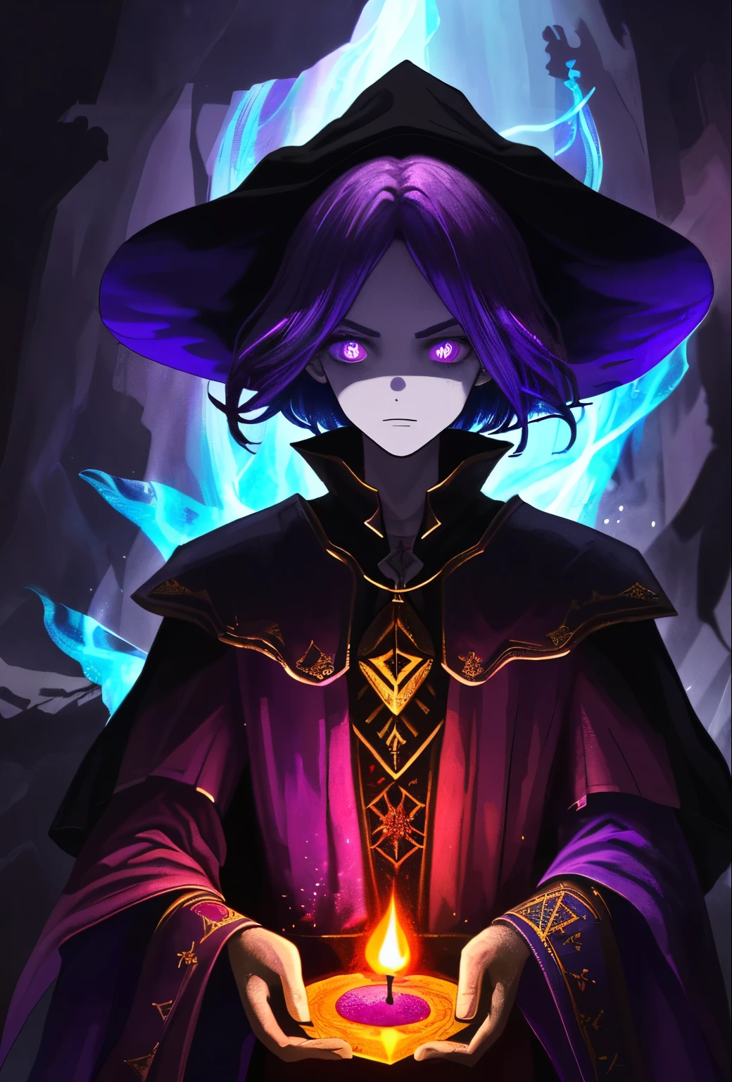 (an alquimian sorcerer, dark magic, mysterious potions, ancient symbols),(best quality, highres, vivid colors), (fantasy, dark fantasy, mystical), (rich reds, deep purples, smoky blues), (ethereal lighting, candlelight, spellbinding)