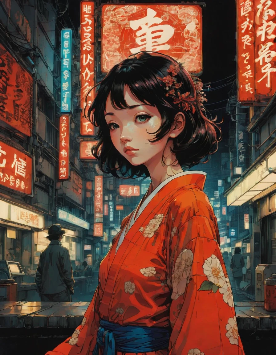 Neon Sign, by Satoshi Kon, best quality, masterpiece, very aesthetic, perfect composition, intricate details, ultra-detailed