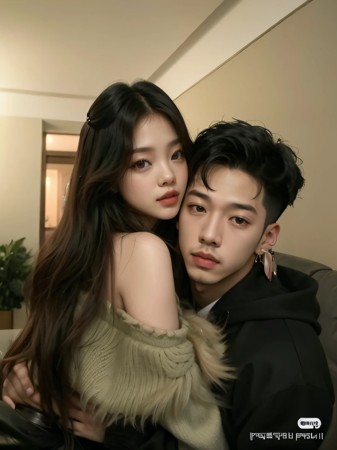 casal araffe posando para uma foto em uma sala de estar, jennie blackpink, lovely couple, menino Jay Park, Park JaeBeom