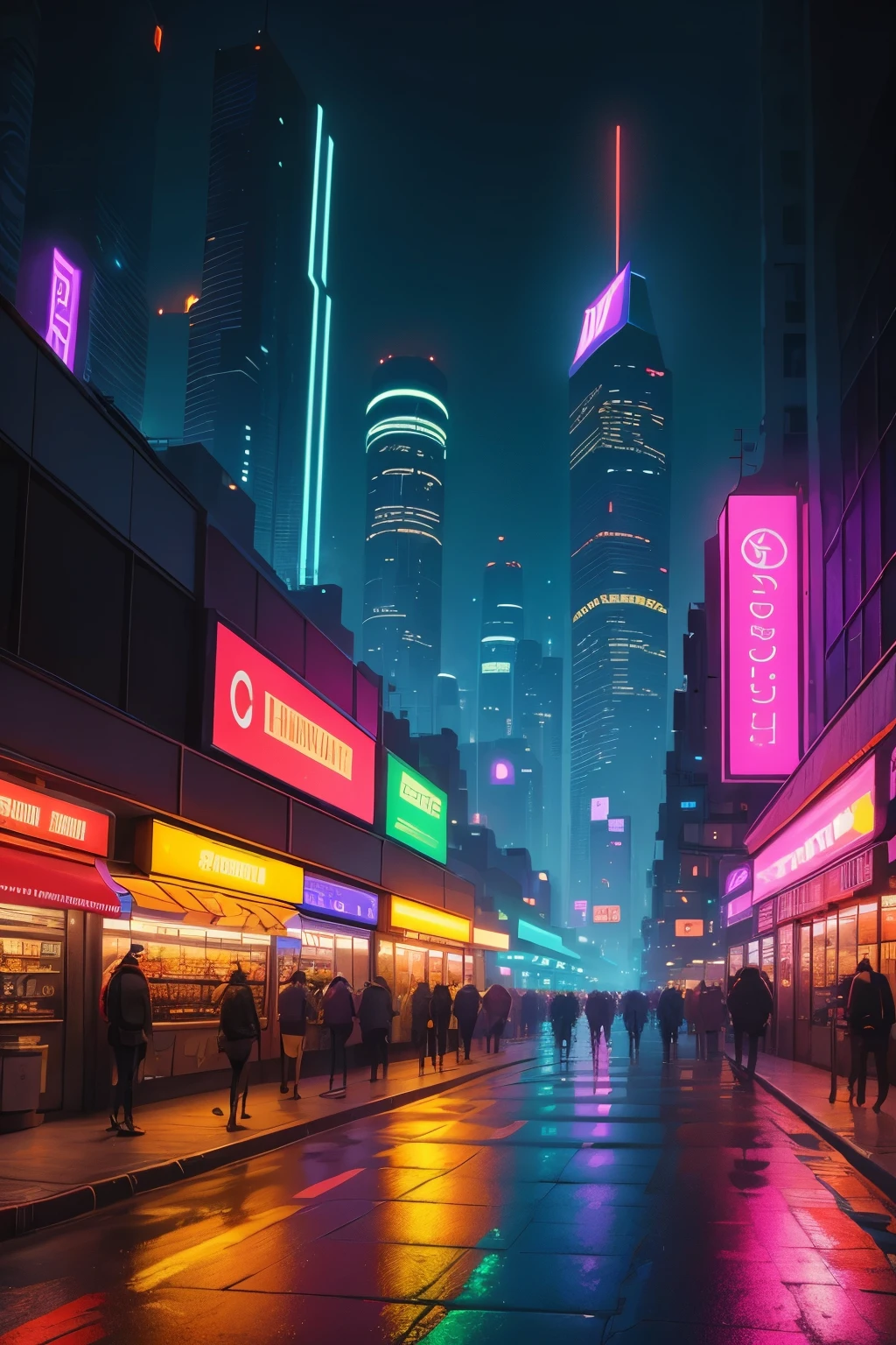 ciudad cyberpunk con colores neon 1000x600 pixeles
