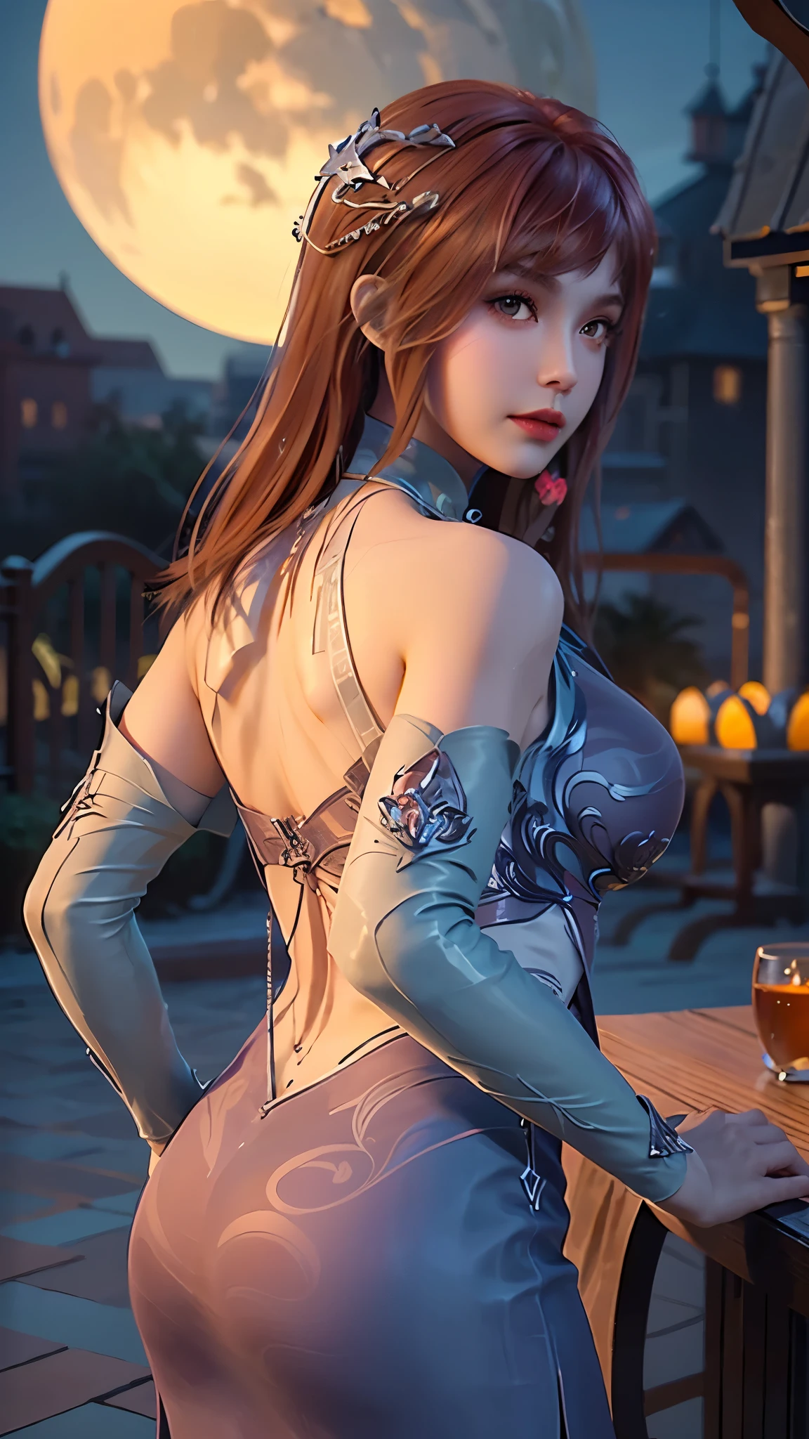 Subject: ((1 woman)) 25y/o woman, Bibidong from DOULUO DALU donghua, back facing camera, reading a very thin micro bikini, big tagos  and big ass, ((breast is bursting))
Action: She is leaning forward, standing in a lawn, ((grabbing her ass tightly)) she grabs her ass)
Environment: she is standing in a lawn, at night, big moon in the sky, fireflies in the background
Lighting: soft and ambient lighting, subject in focus
Emotions: subject is romantic and seductive, seductive smile, wet in sweat
Art inspiration: da vinci
Art medium: real photography
Photography style: monochromatic photography
Art style: fantasy donghua art
Fabric: she is wearing a very thin micro bikini
Colour scheme: Vibrant colours
Computer graphics: 3d artgerm
Quality: 64k resolution, masterpiece photograph
