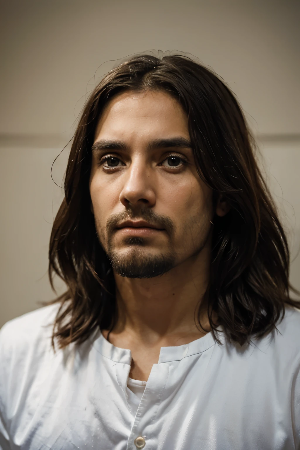 Jesus Cristo triste, rosto. Pixelado.