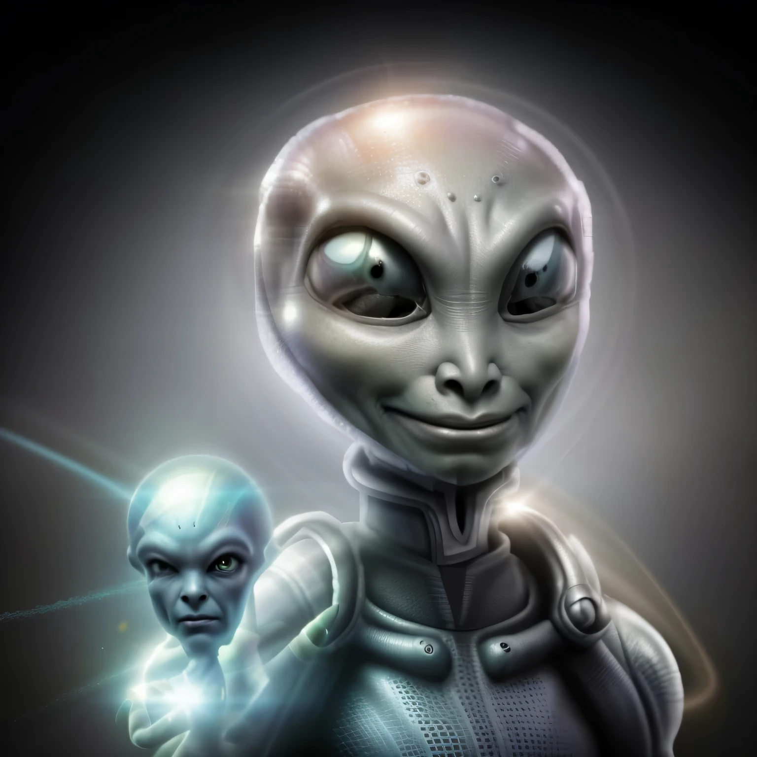 drawing of a cartoon alien with a hand gesture, aliens come to him, alien portrait, portrait of a Space alien, Space alien, gentle alien, alien like, Realistic alien, gray alien, portrait of a humanoid alien, and aliens, portrait of and aliens, an evil alien astronaut, estilo de arte desconhecido, alien appearance, gray alien, alien art