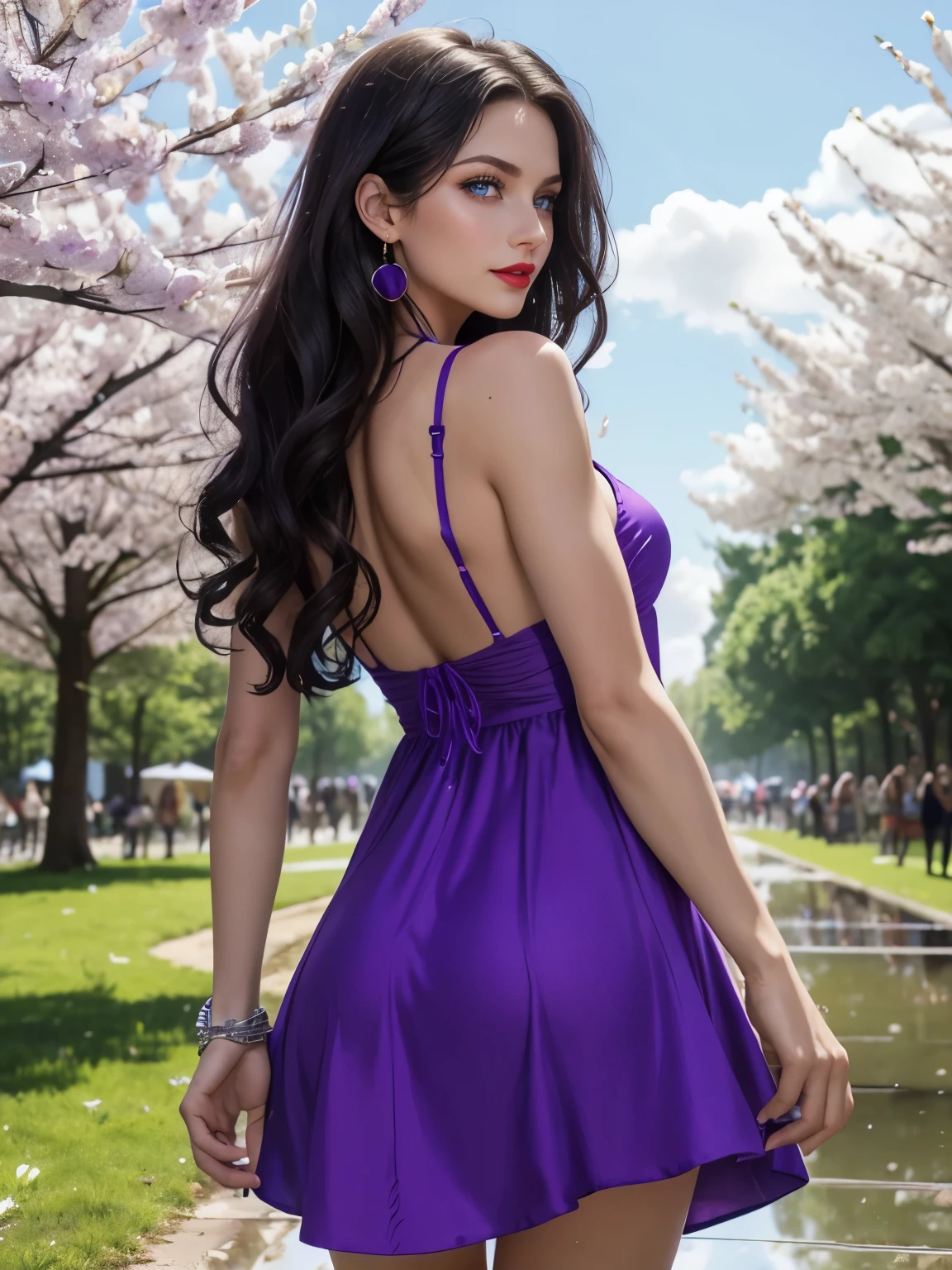 daytime scene, field of flowers, close-up photo of a sexy aishwarya rai, posing, looking at a camera and smiling, black ponytail hair, (blue eyes:0.8), warm mature face, 38 yo, soft volumetric lights, (backlit:1.3), (cinematic:1.3), intricate details, (ArtStation:1.2), Amazing Neon Lighting